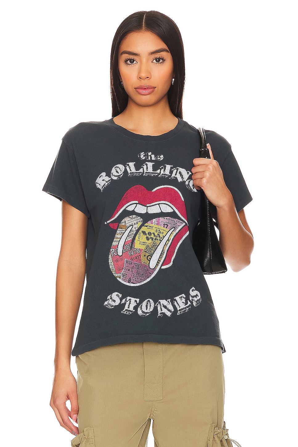 DAYDREAMER Rolling Stones Ticket Fill Tongue Tour Tee in Vintage Black ...