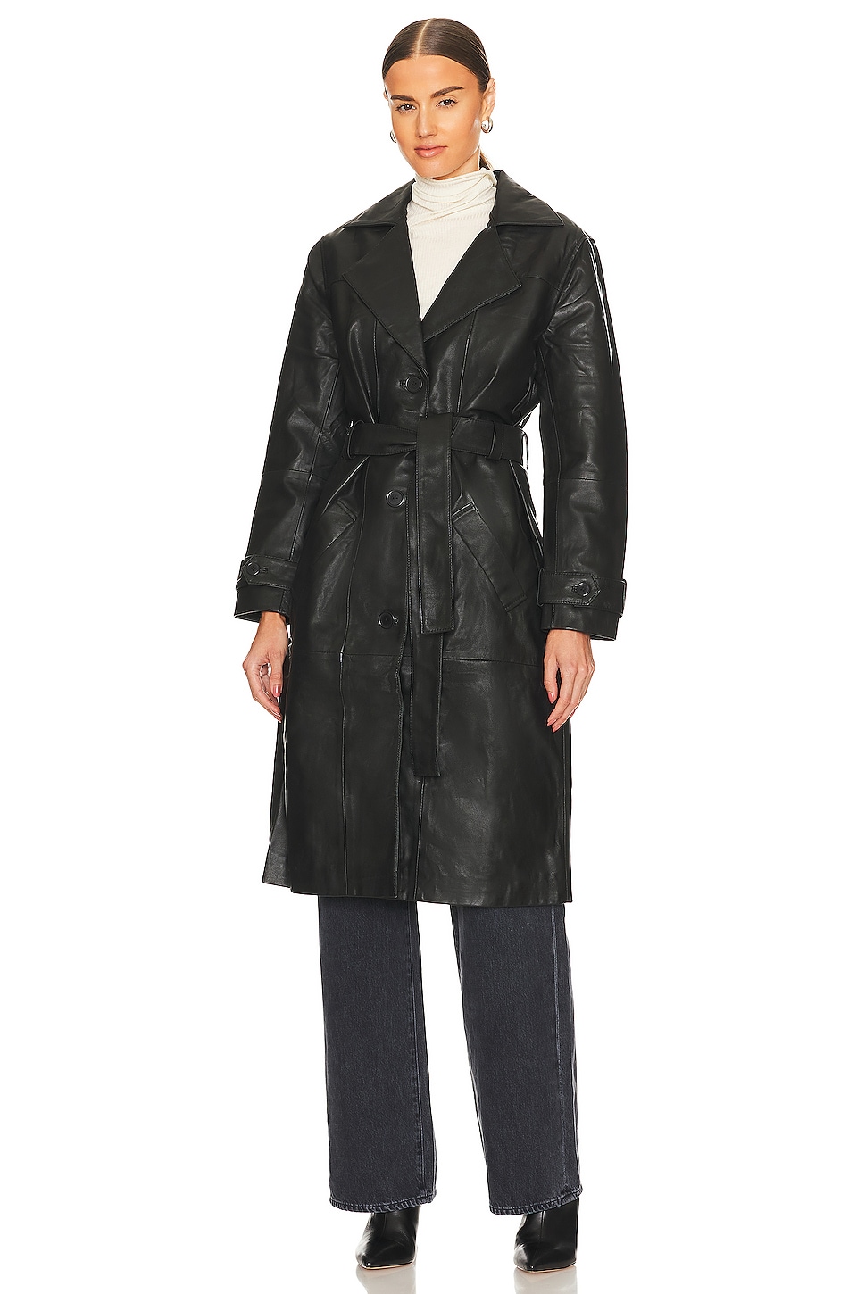 Deadwood Terra Leather Coat in Black