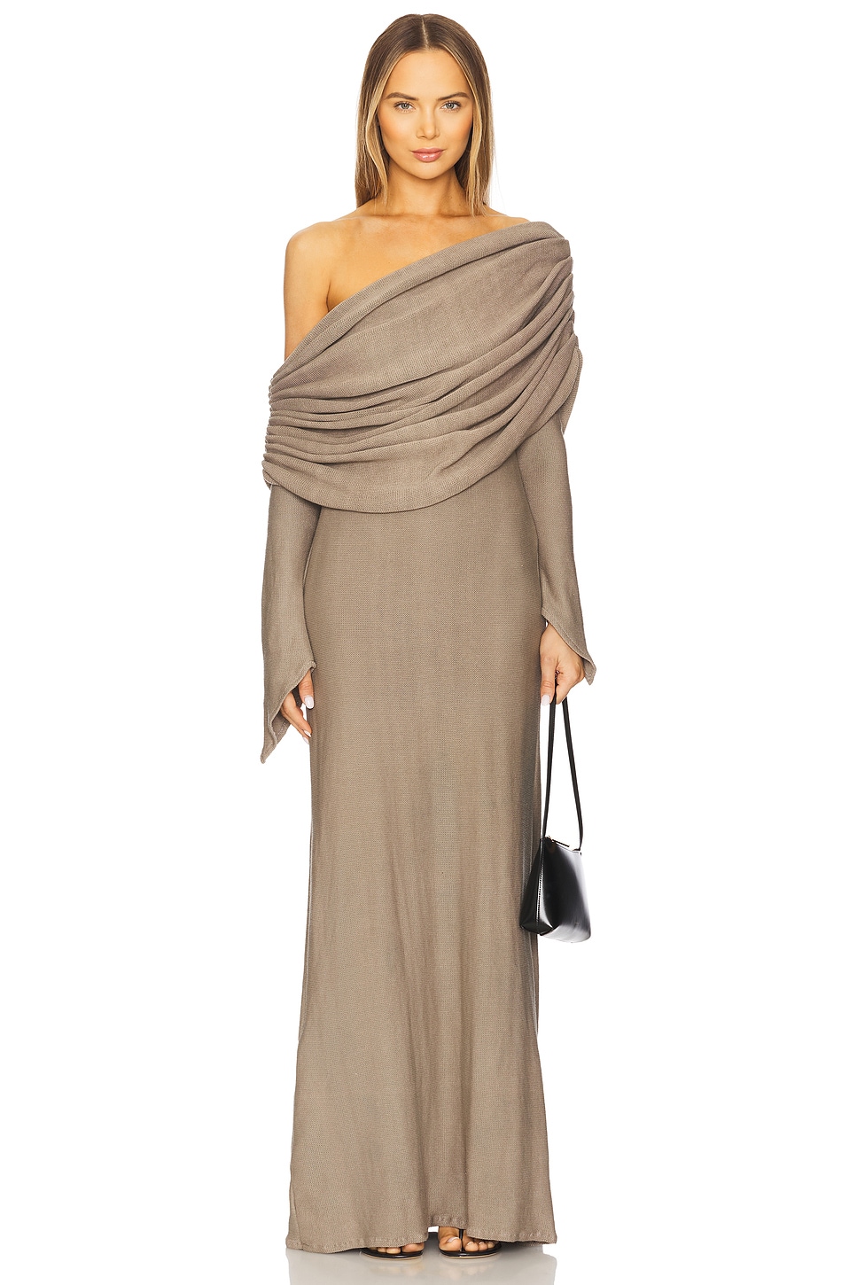 anna grey wedding dress L'AGENCE Rosette Maxi Dress In Cardamom/Ecru Polka Dot