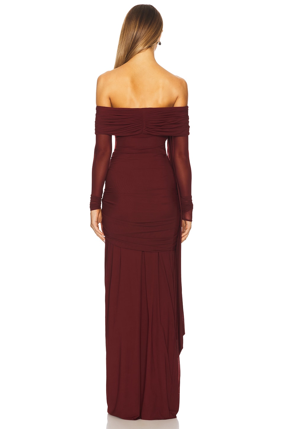 deme burgundy dress Burgundy Sequin Prom Gown with Flare Long Sleeves Mermaid Evening Dres –  Msikoods Official Store main image 1