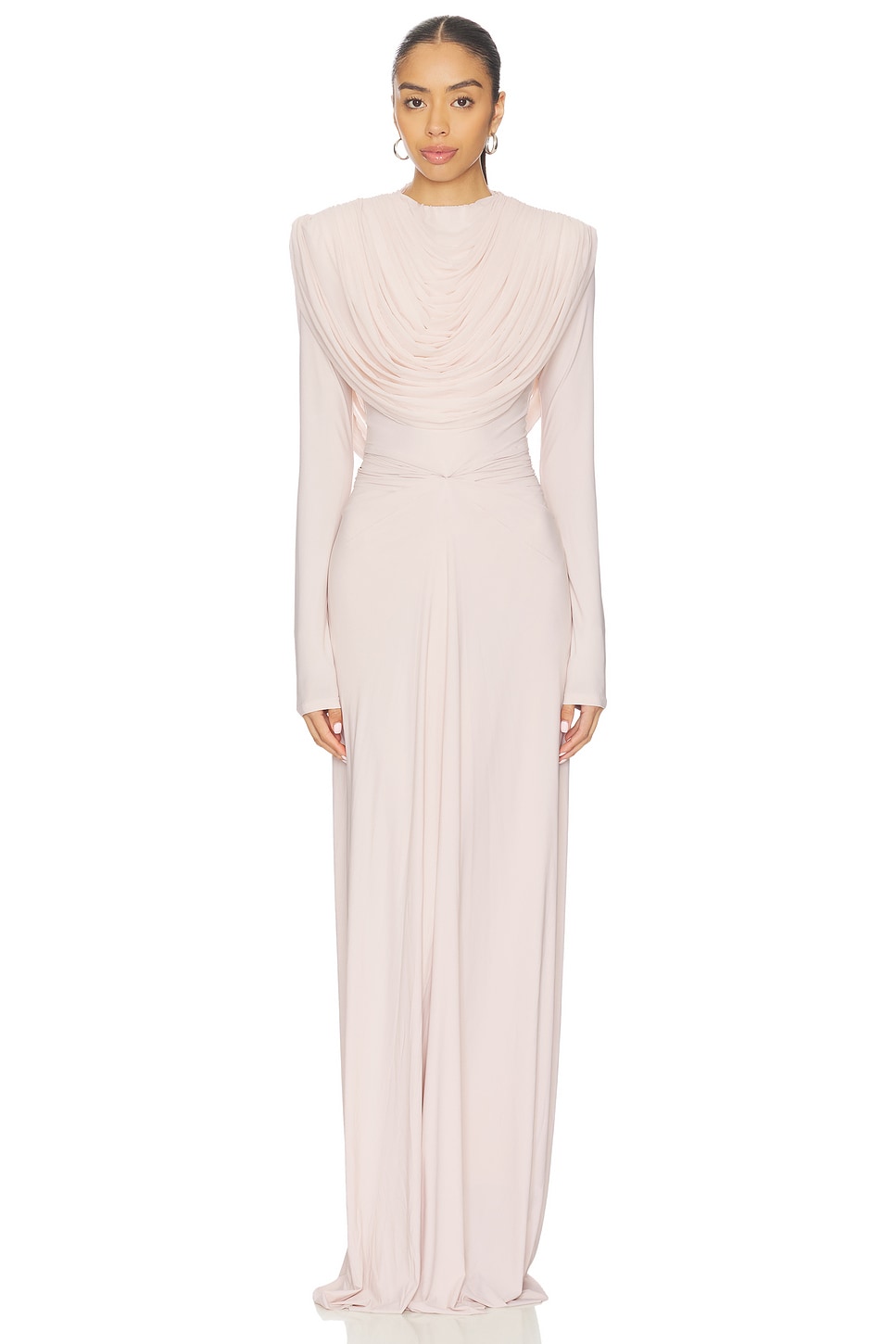 knee length dresses for ladies Deme by Gabriella Violet Draped Maxi Dress