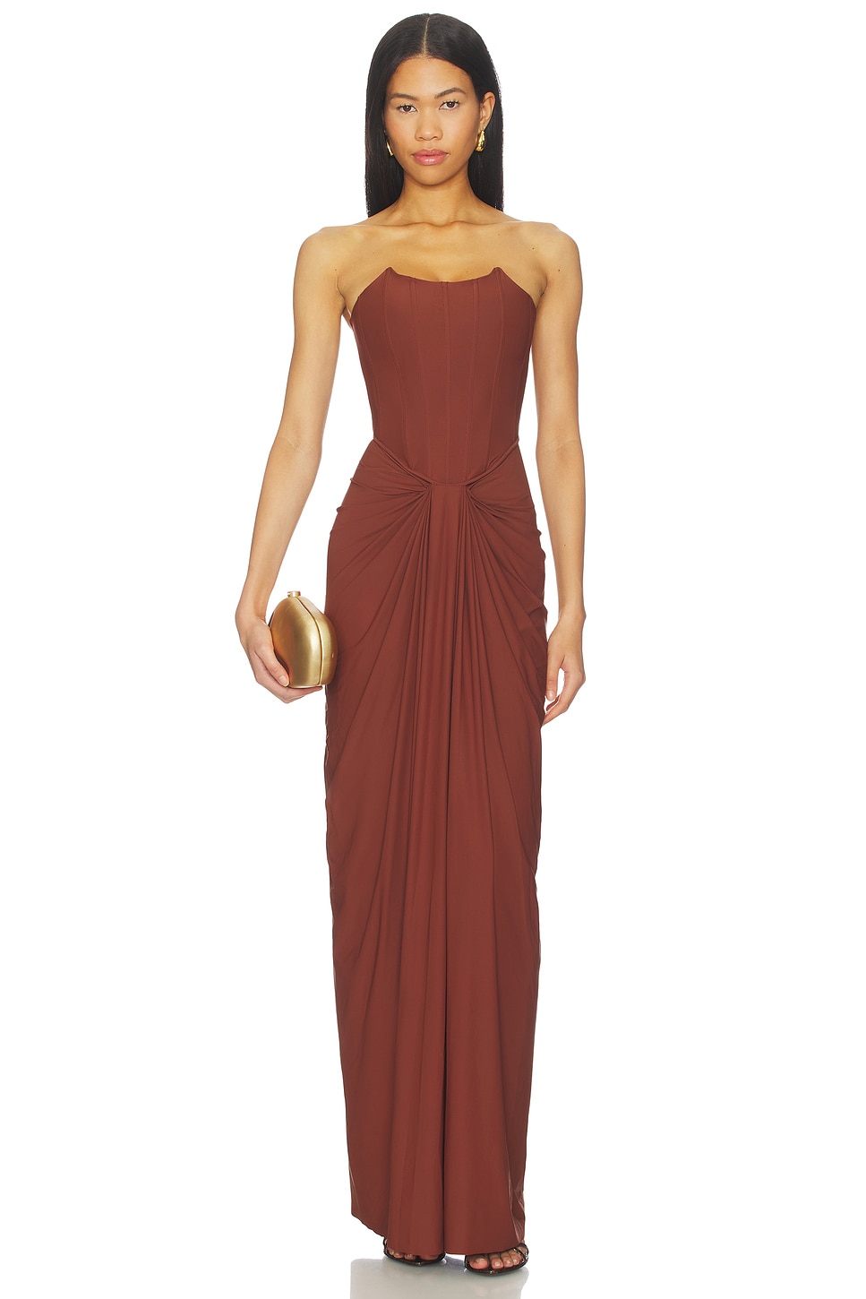 deme by gabriella dress brown Deme By Gabriella JUNE CHOCOLATE BROWN FITTED MAXI DRESS