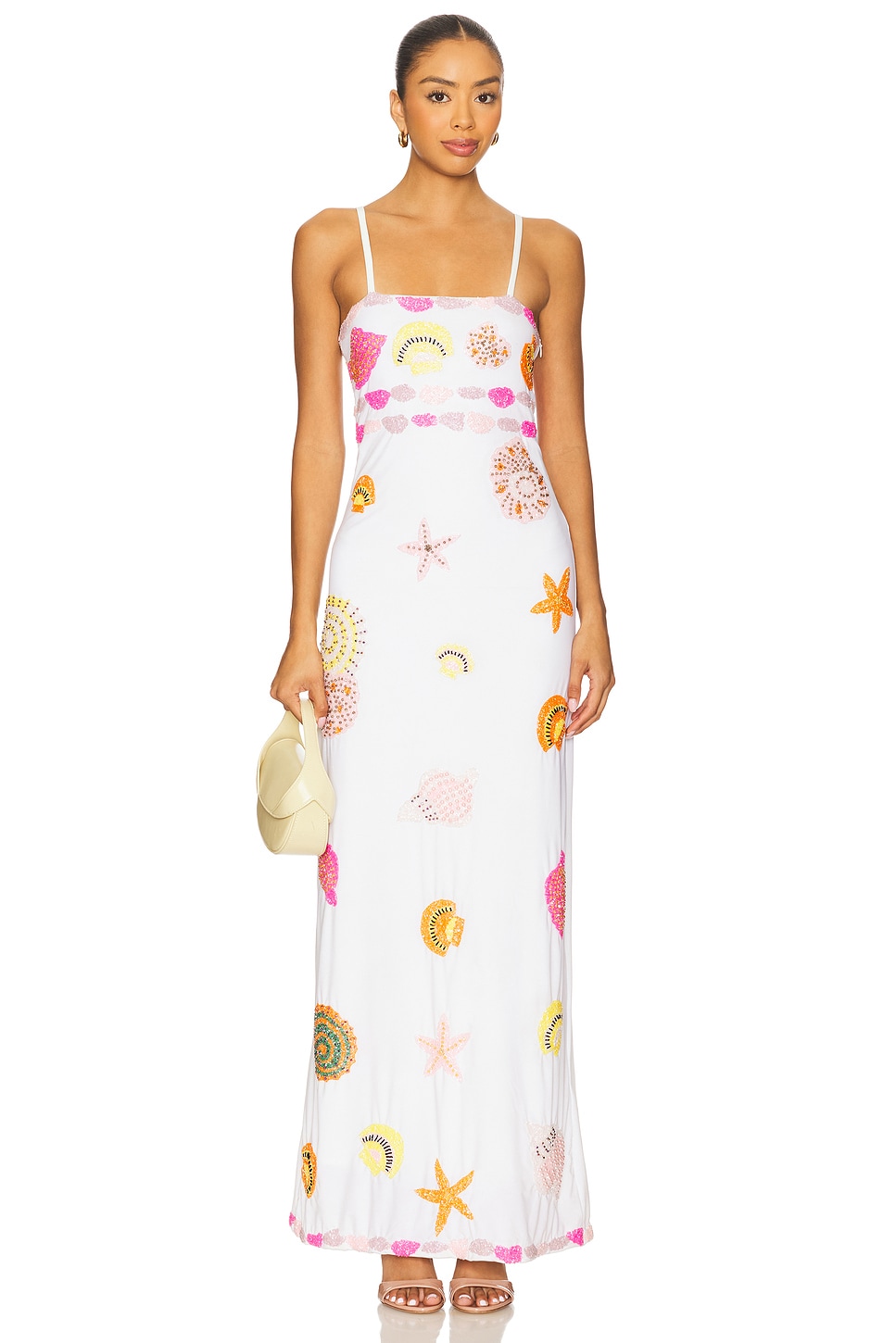 Oceanus New York Beaded Maxi Dress in White | REVOLVE