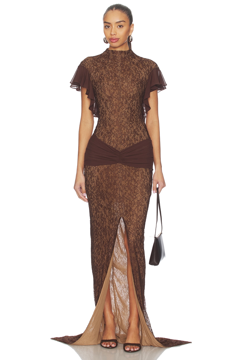 de la vali brown dress de LA VALI Noor Maxi Dress in Brown