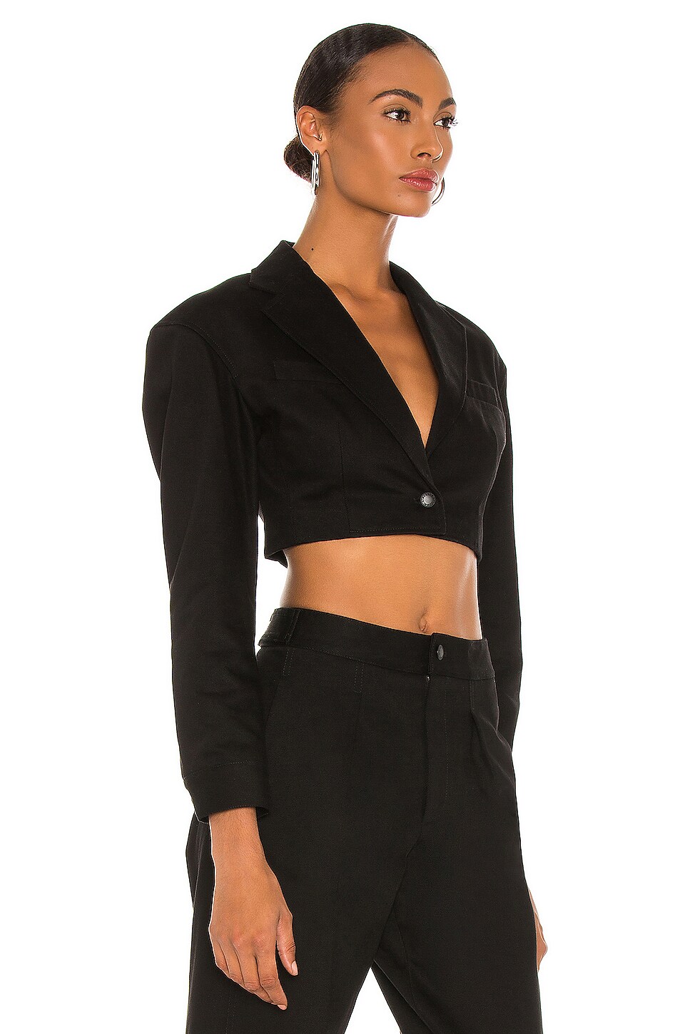 Alexander Wang Black Denim Cropped Blazer in Black