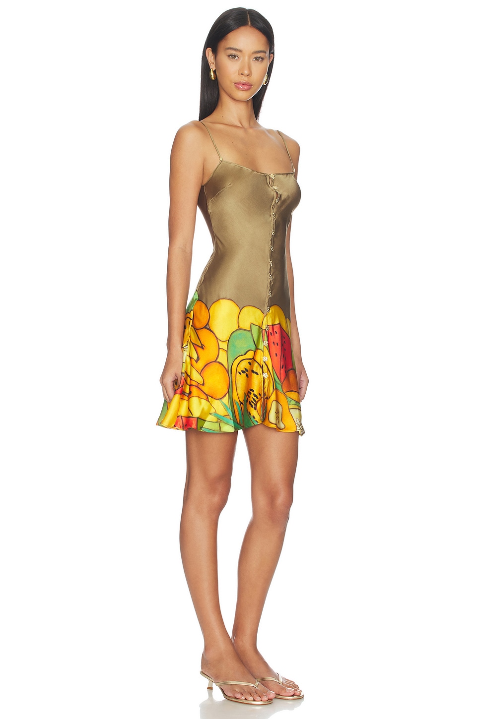 DONDE ESTEBAN Frutas Silk Satin Mini Dress