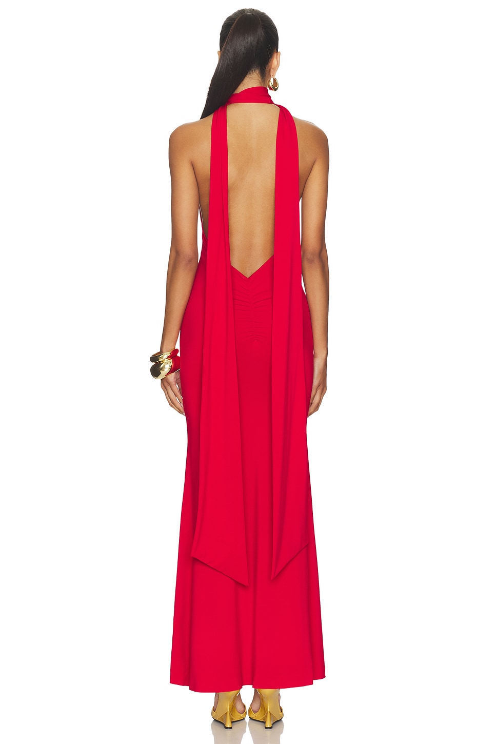 GUIZIO Scarf Open Neck Dress in Red Love | REVOLVE