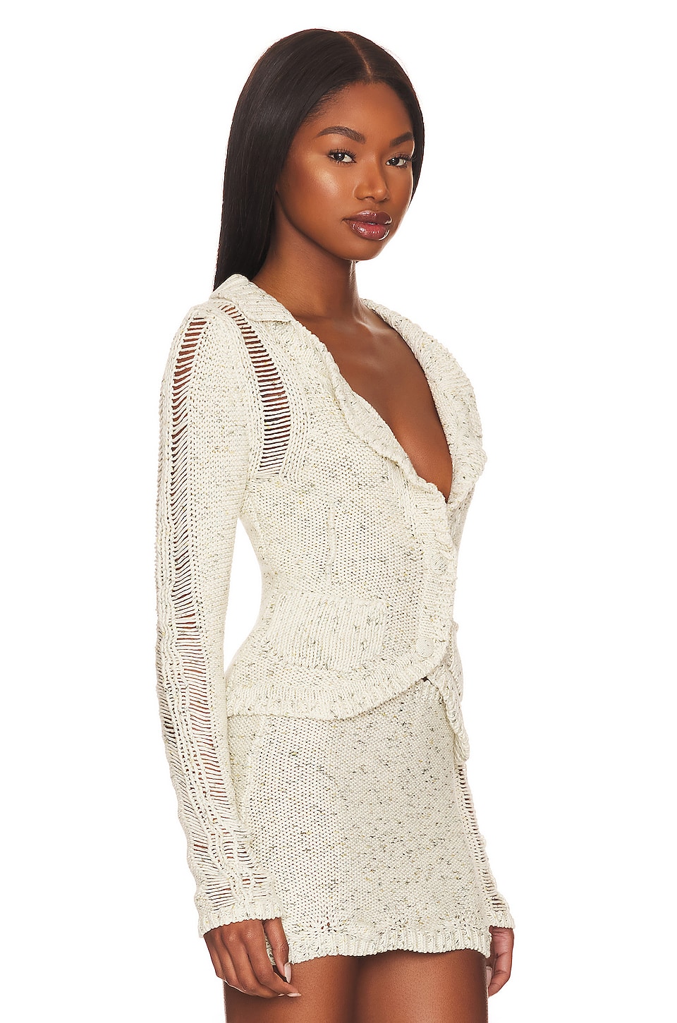 GUIZIO Bloom Knit Blazer in Cream