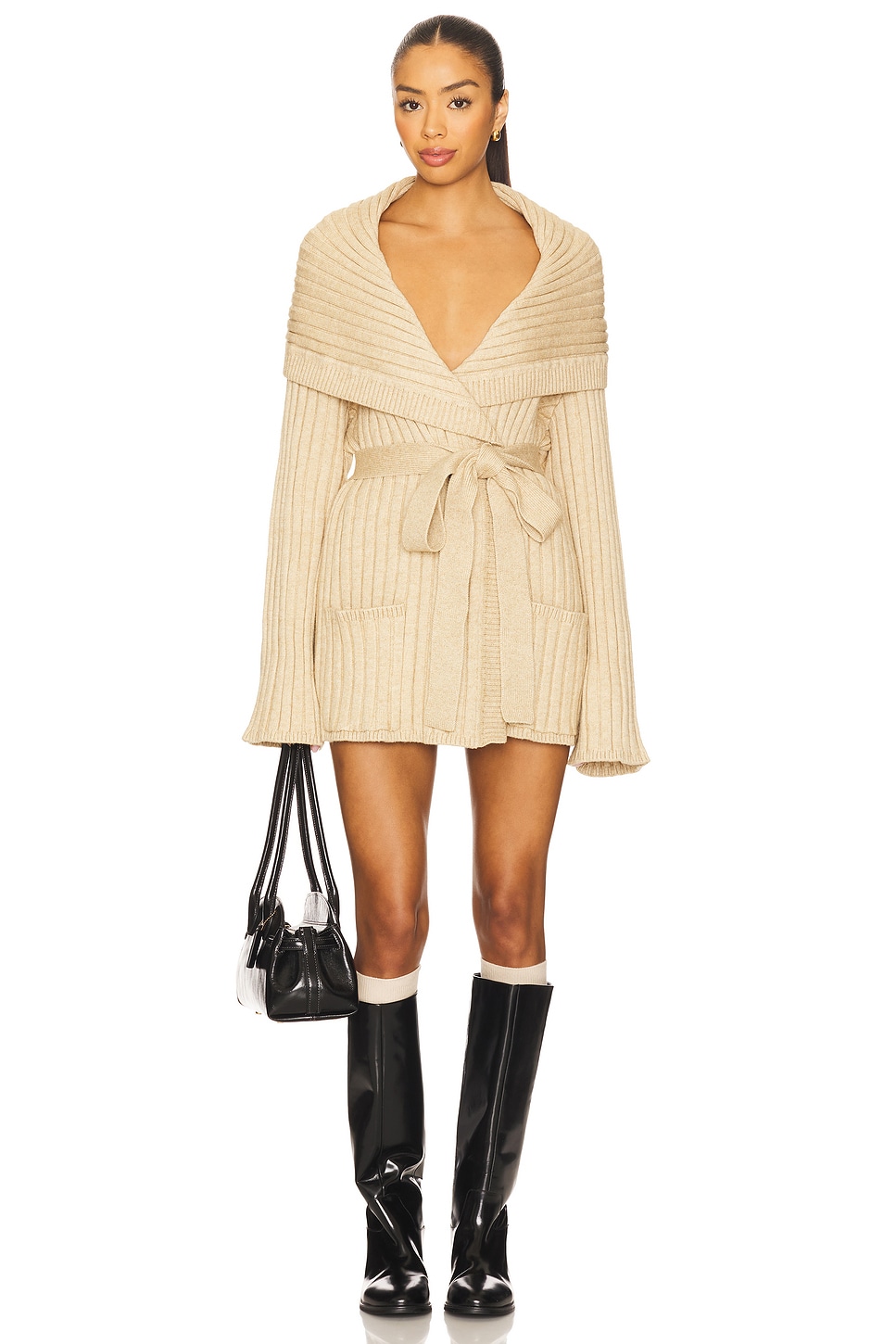 GUIZIO x REVOLVE Tullia Slouchy Cardigan in Taupe | REVOLVE