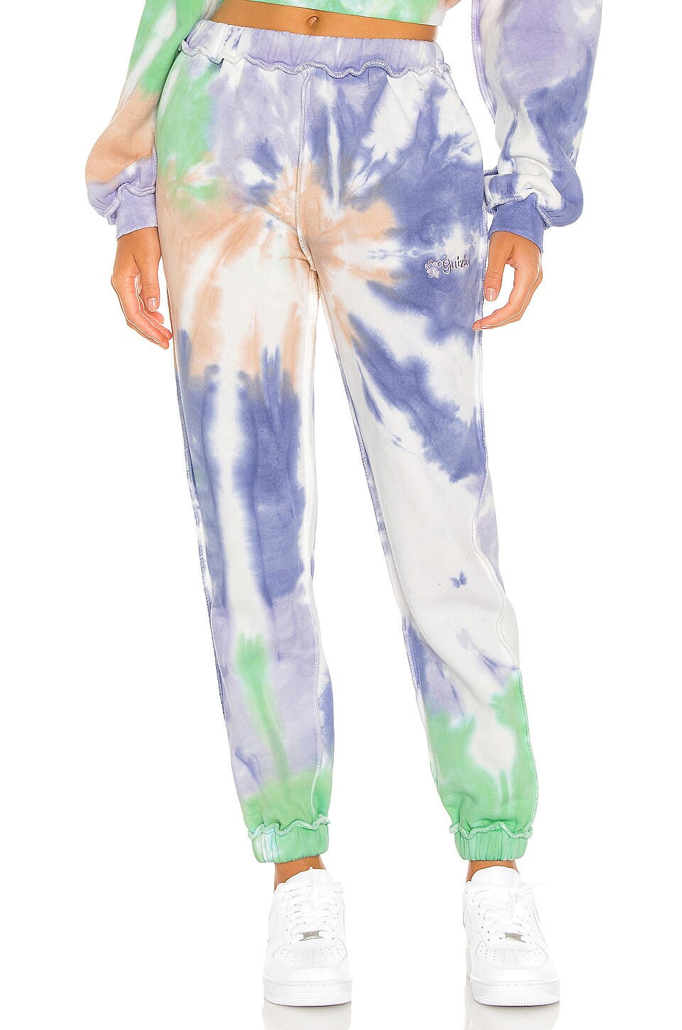 GUIZIO Exposed Seam Fleece Pants in Tie Dye