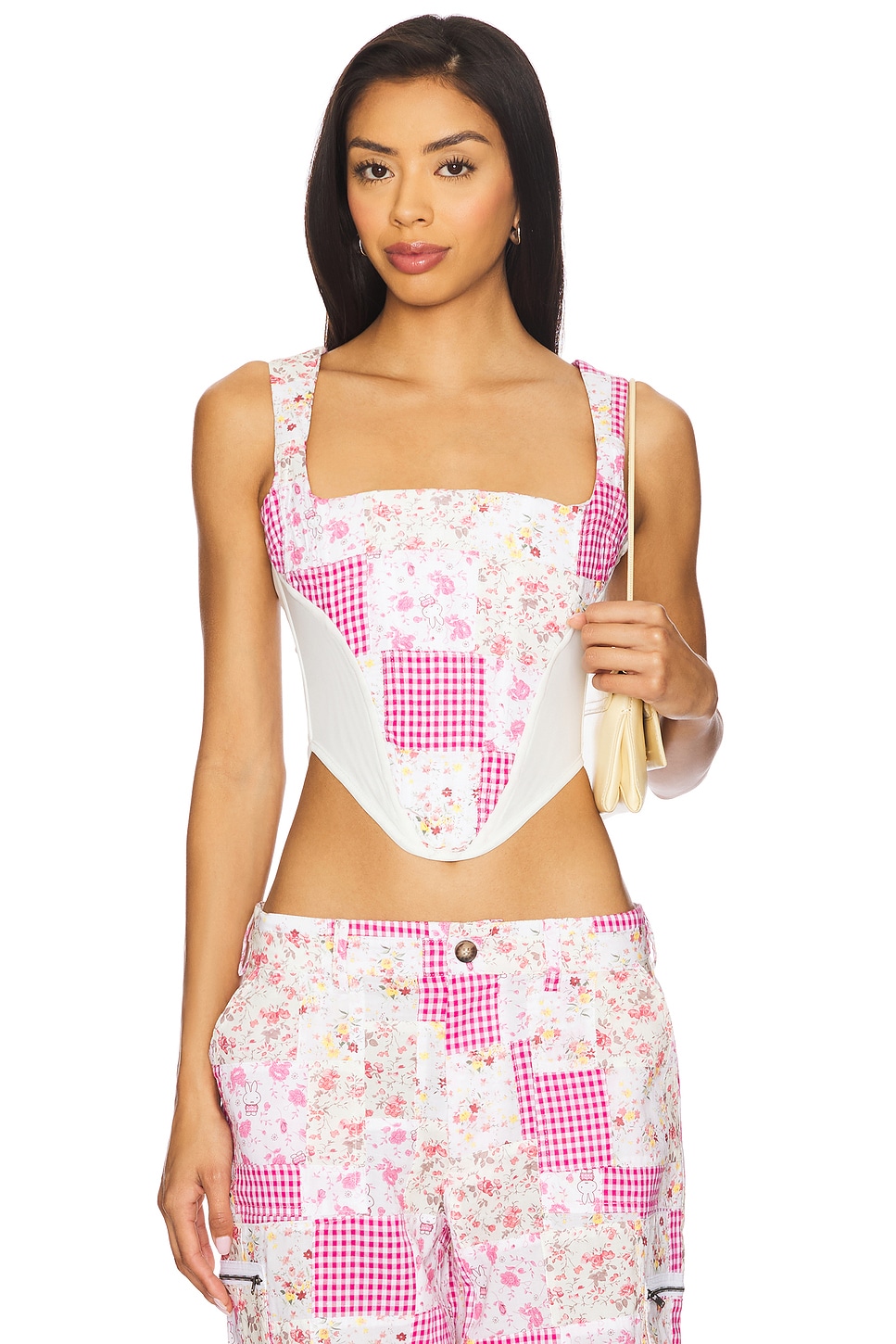 tomoworks　REVOLVE GUIZIO Mina Patchwork Corset in Pink Multi | REVOLVE