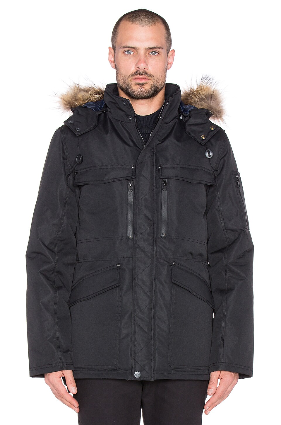 dickies construct weatherproof parka with asiatic raccoon fur in