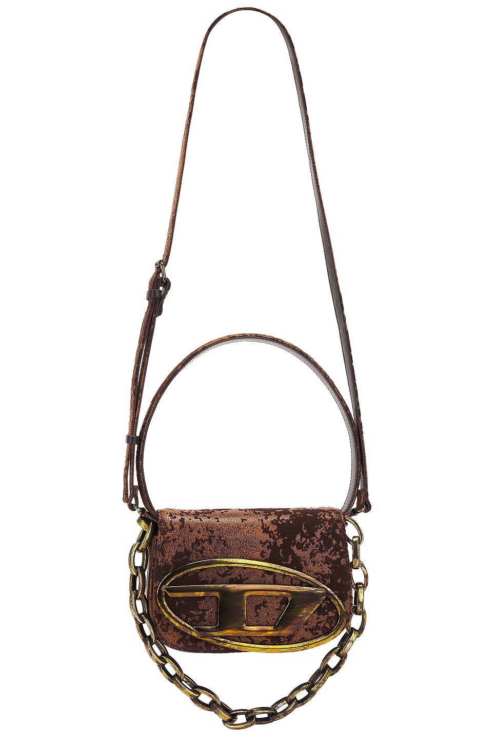 Diesel Faux Fur Logo Shoulder Bag in Brown | REVOLVE