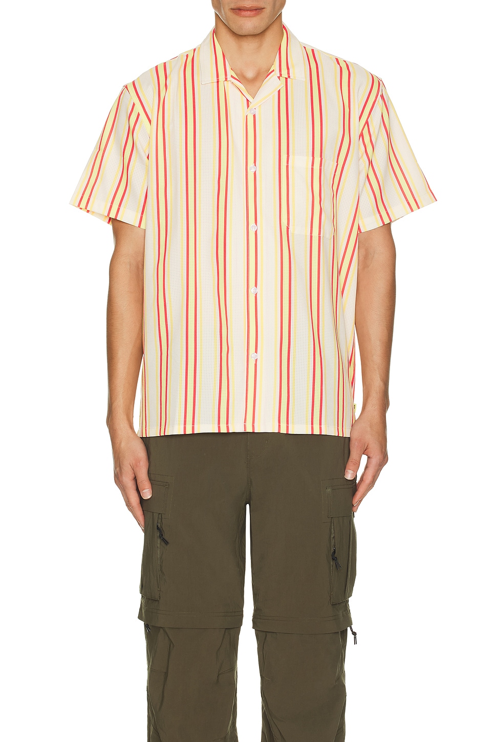 Stripe Leisure Stretch Button Up Shirt