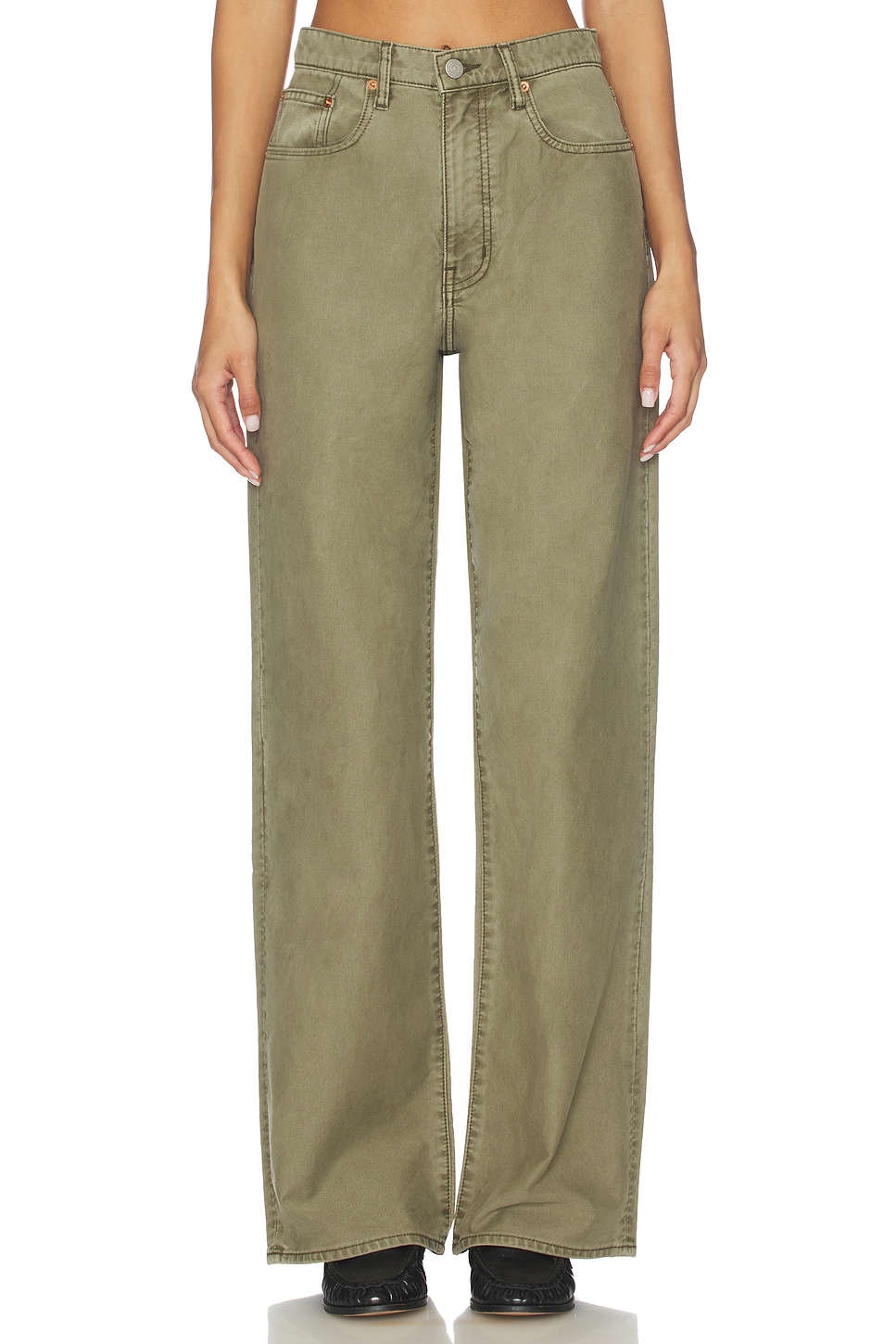 Denimist Teri Wide Leg Jeans in Olive Green | REVOLVE