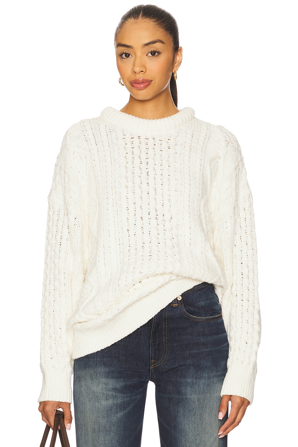 Denimist Oversized Aran Sweater in Off White REVOLVE