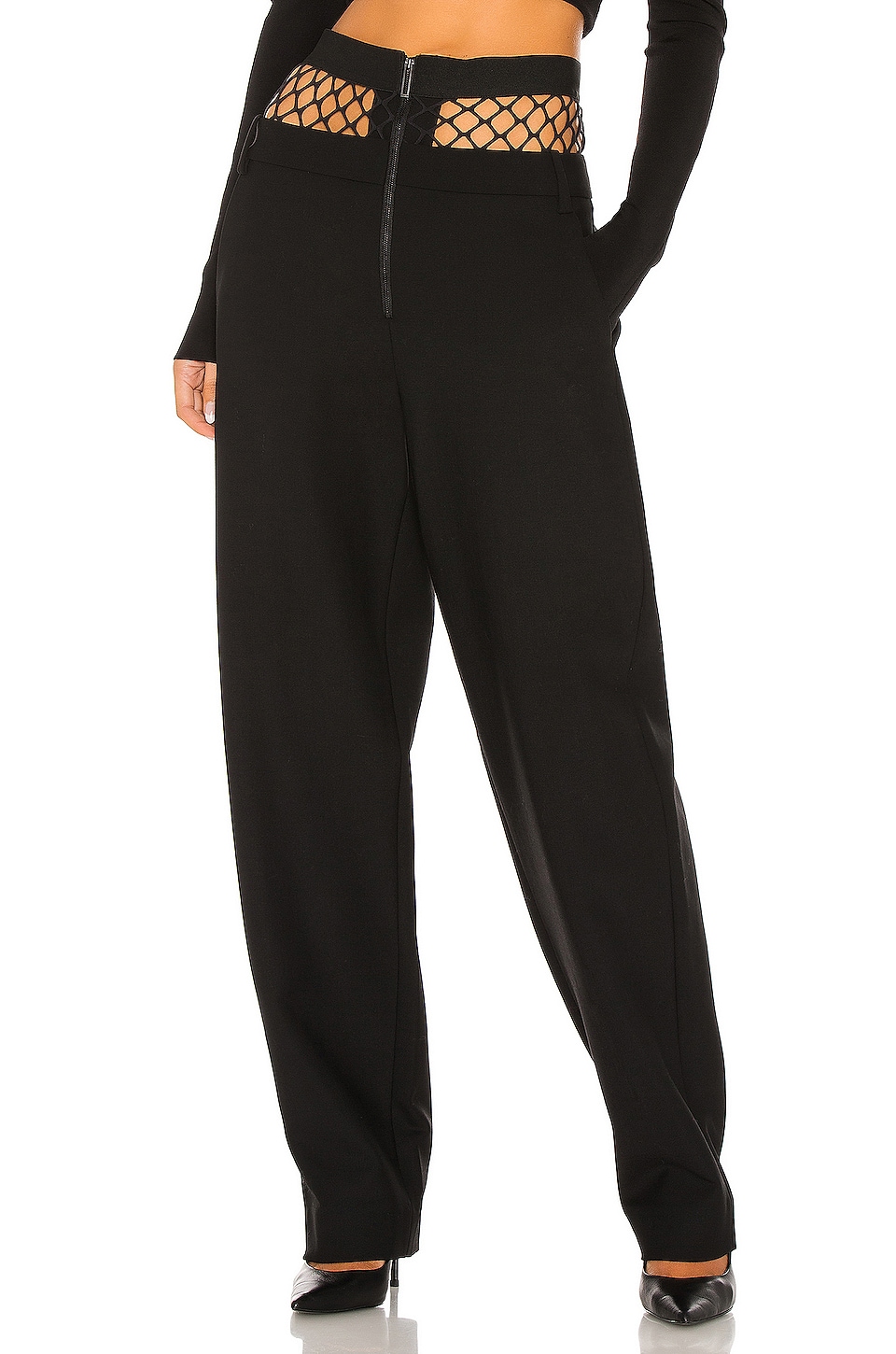Dion Lee Fishnet Tailored Pant in Black 