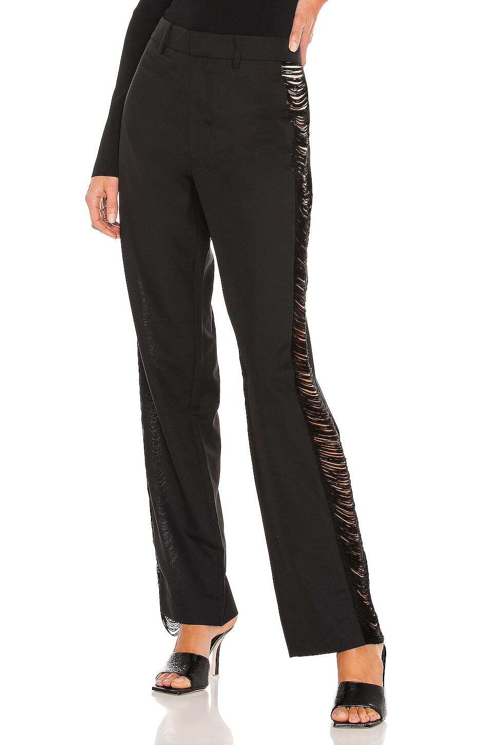 Dion Lee Fringe Wool Jean in Black 
