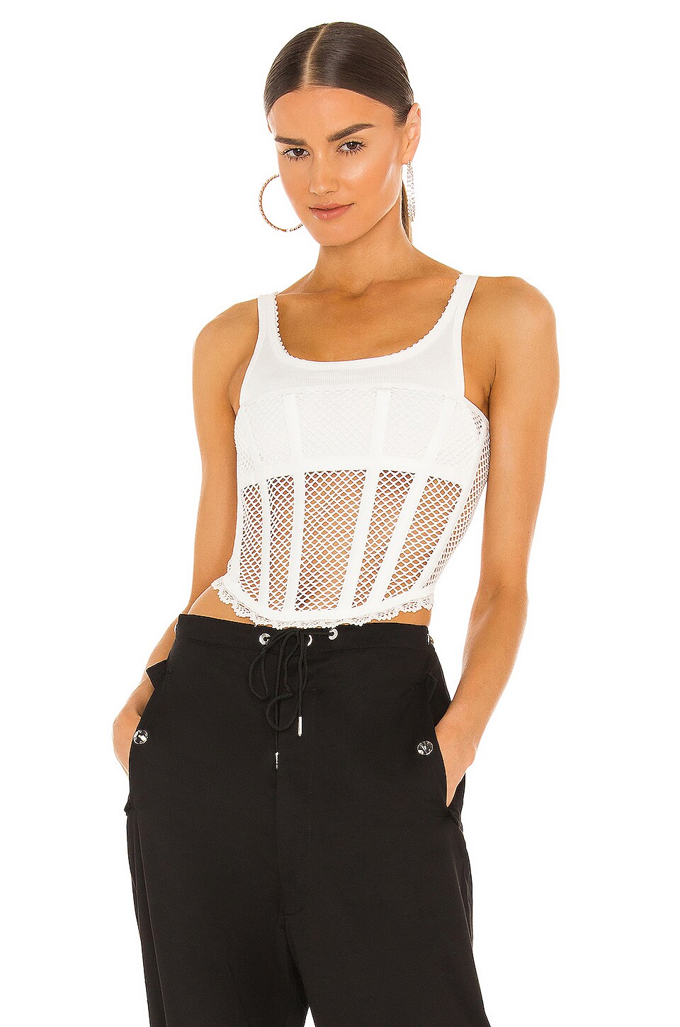 Dion Lee Net Lace Suspended Corset Top in Ivory | REVOLVE