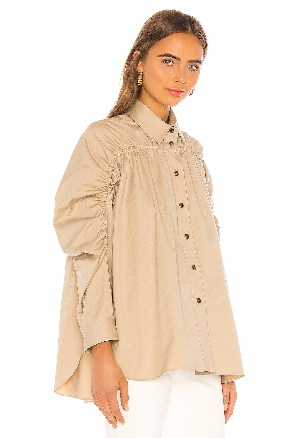 Divine Heritage Ruched Blouse in Khaki