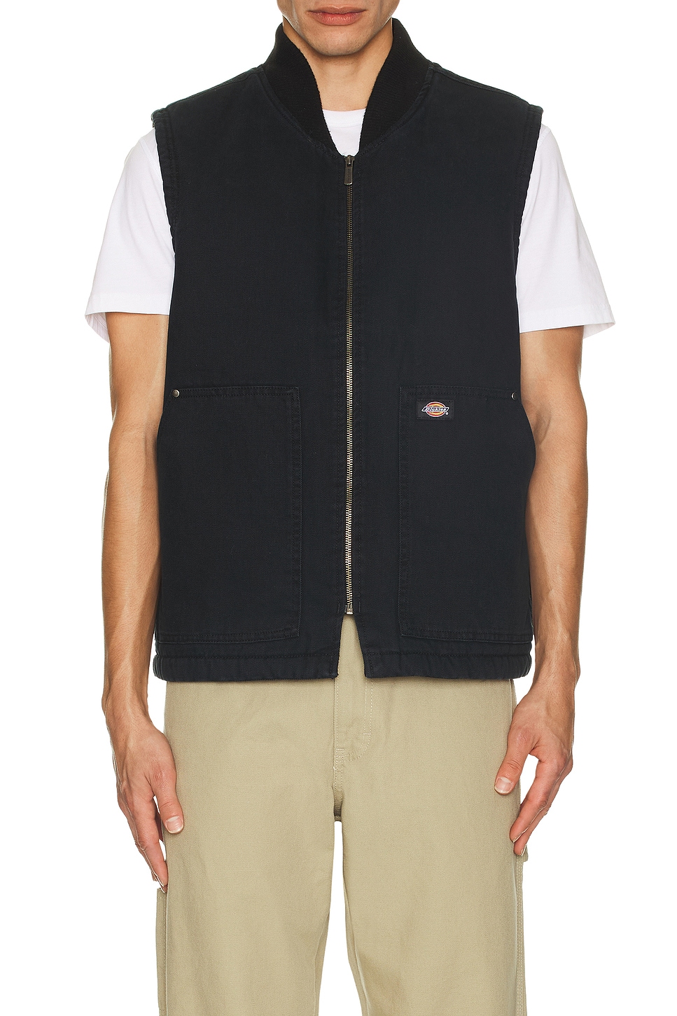 Dickies Duck Fleece Lined Vest in Stonewashed Black | REVOLVE