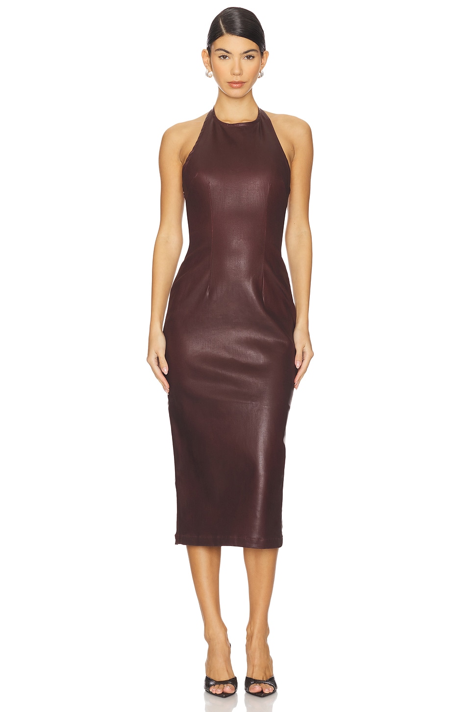 DL1961 Esme Coated Midi Dress in Red - size S