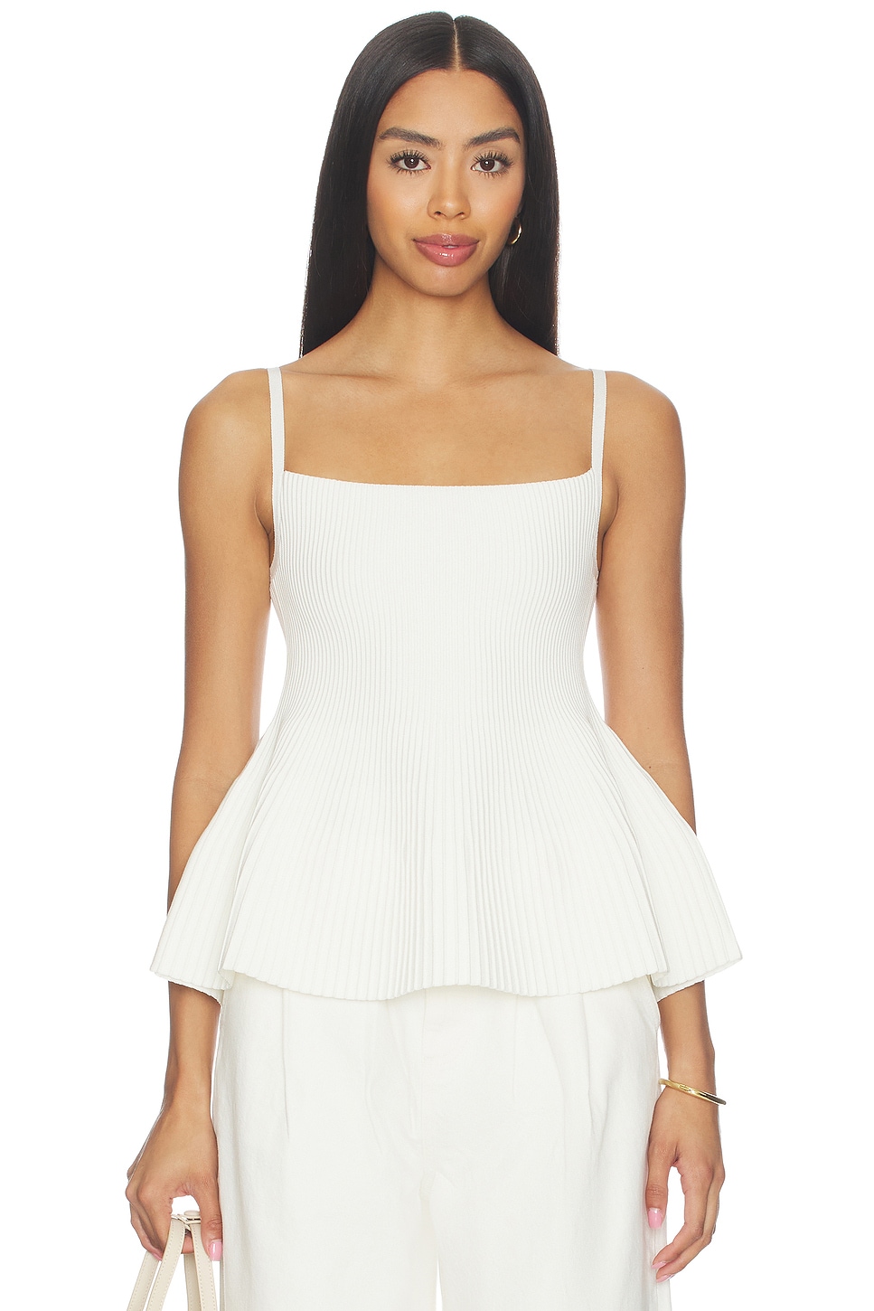DL1961 DL Peplum Tank Instasculpt™ Rib in White | REVOLVE