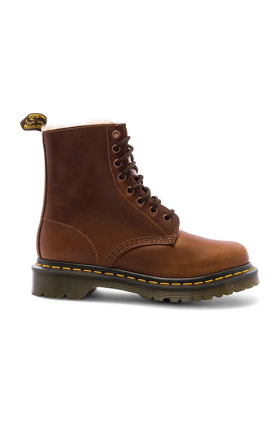 Dr. Martens 1460 Serena Faux Fur Lined Boot in Butterscotch | REVOLVE