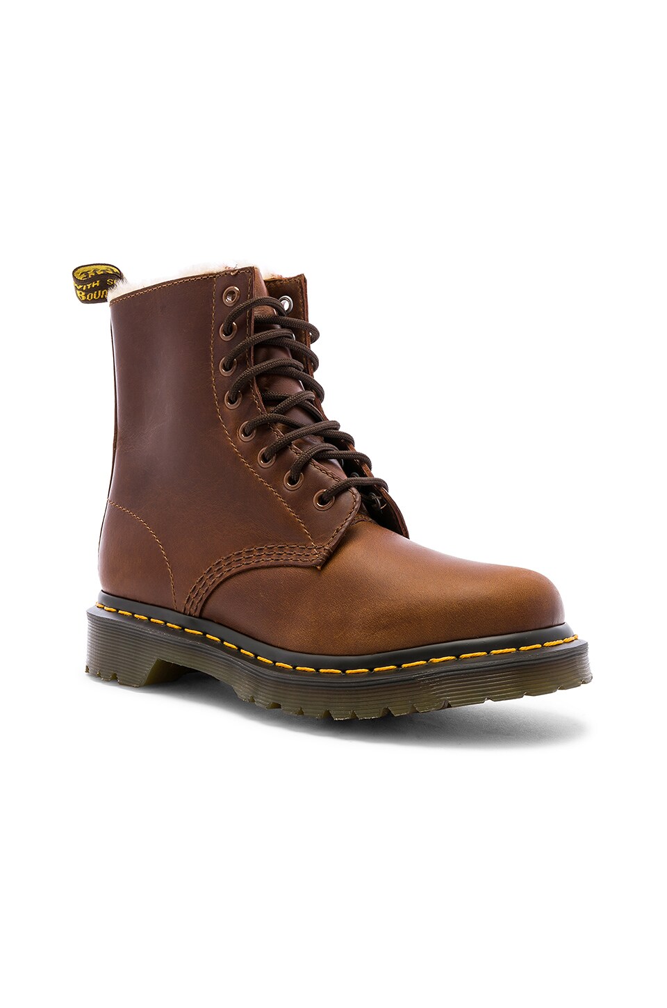 1460 serena leather faux fur lined combat booties