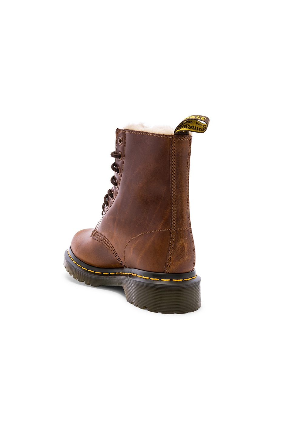 1460 serena leather faux fur lined combat booties