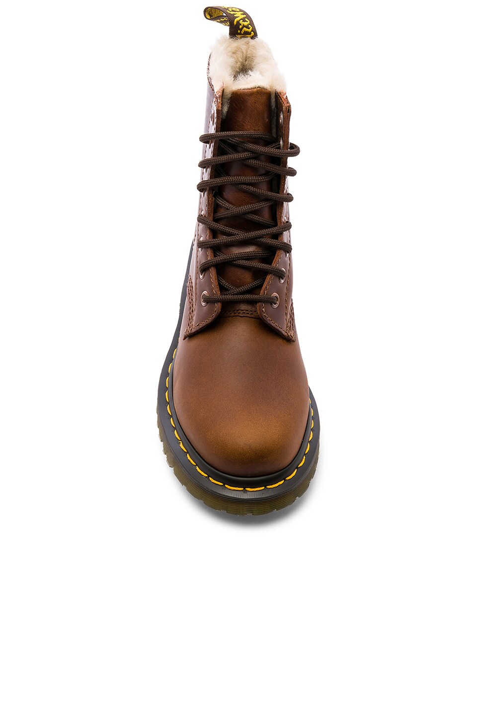 1460 serena leather faux fur lined combat booties