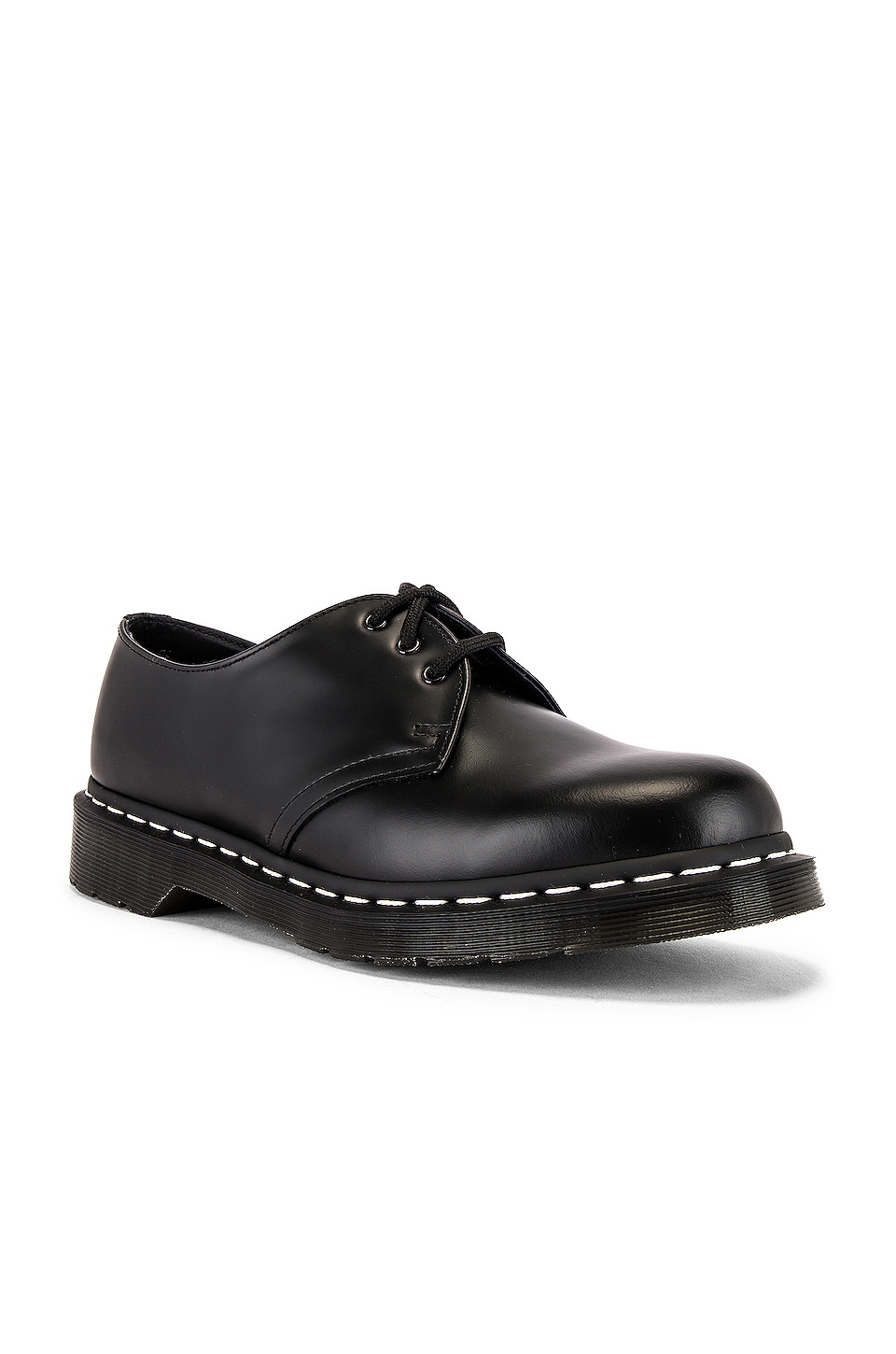 Dr. Martens 1461 White Stitch Shoe in Black