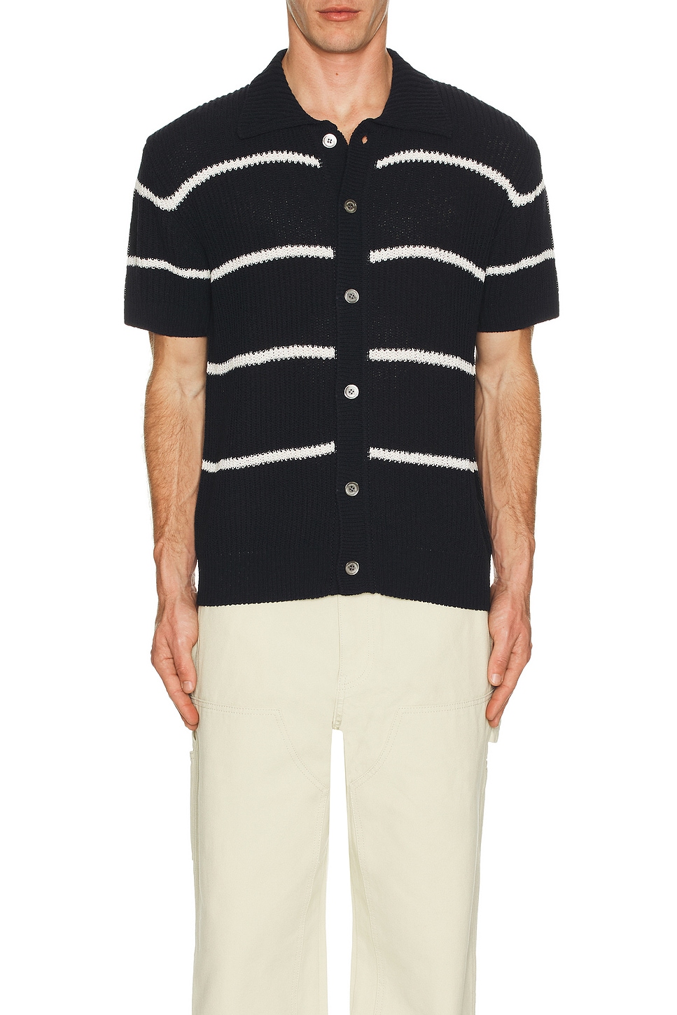 Shaker Stitch Open Collared Cardigan - Thumbnail 3