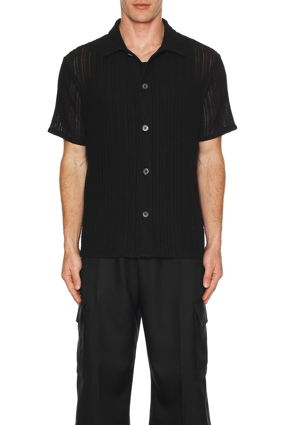 ★MUSINSA STANDARD★ Relaxed Crochet Short Sleeve Shirt Blac MUSINSA | MUSINSA STANDARD Relaxed Crochet Short Sleeve