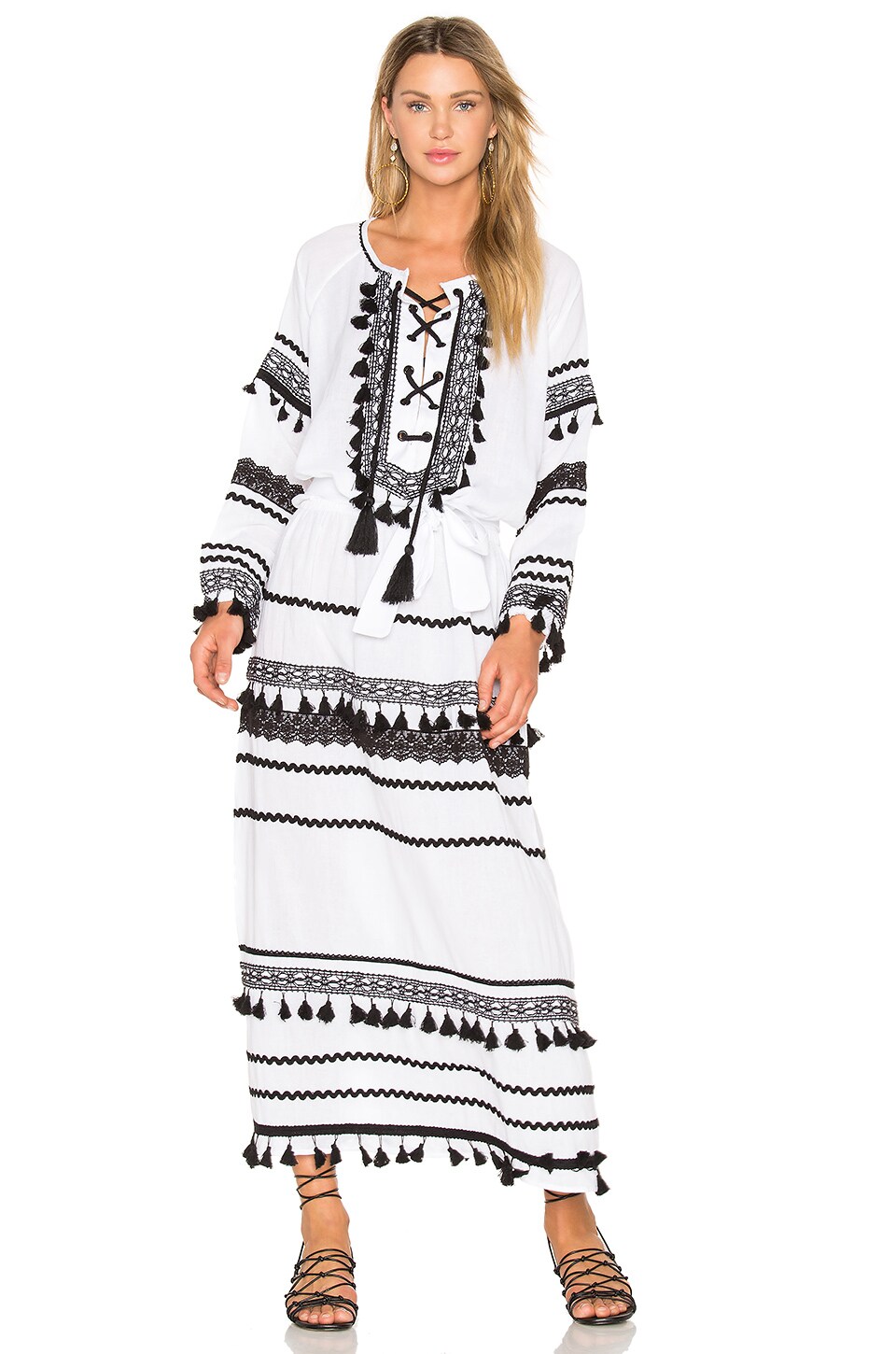 Dodo Bar Or Malka Maxi Dress in White & Black