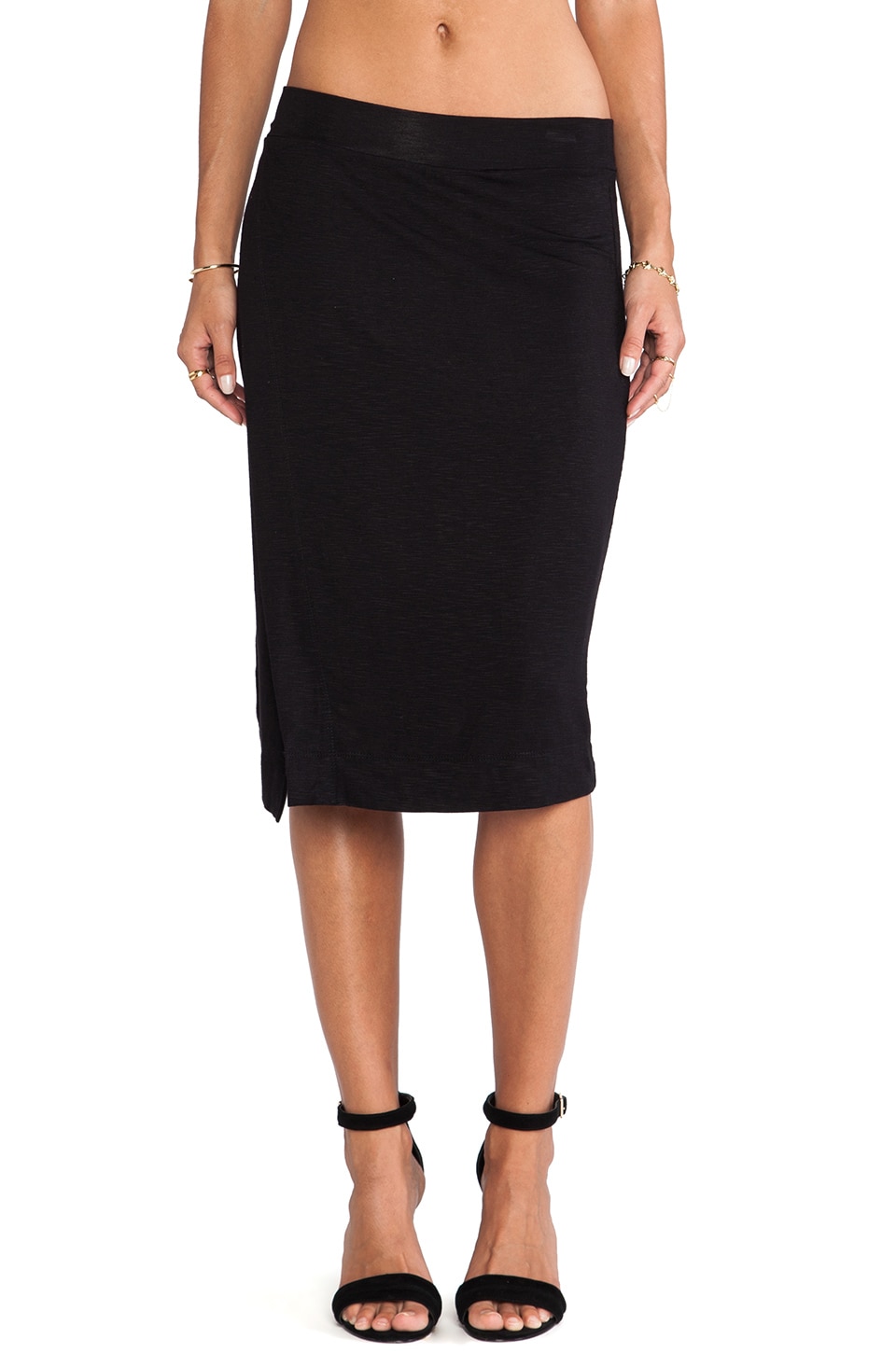 dolan Side Slit Midi Skirt in Black | REVOLVE