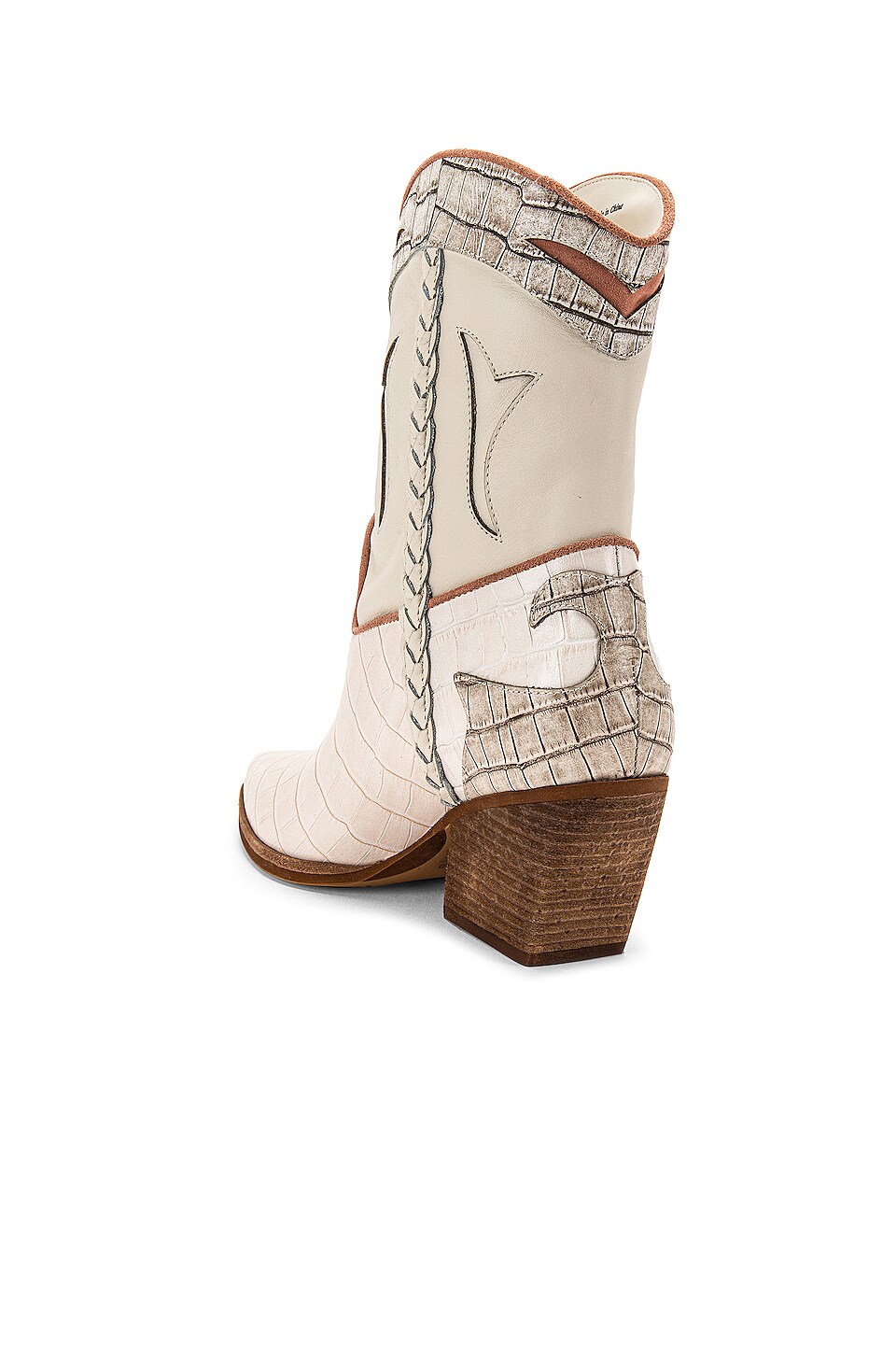 dolce vita huey booties in ivory croco print leather