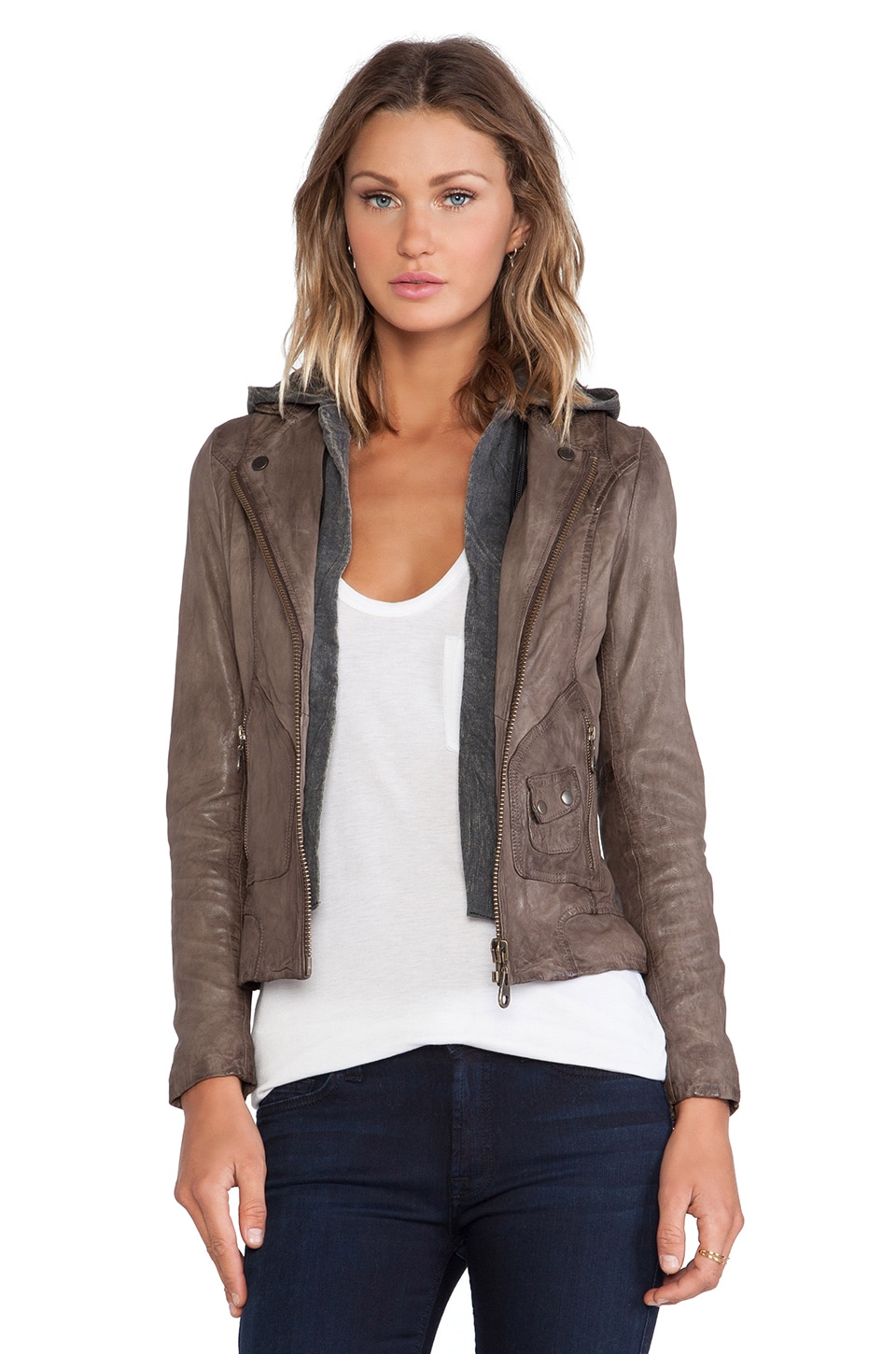 Doma leather jacket with hood Outlet