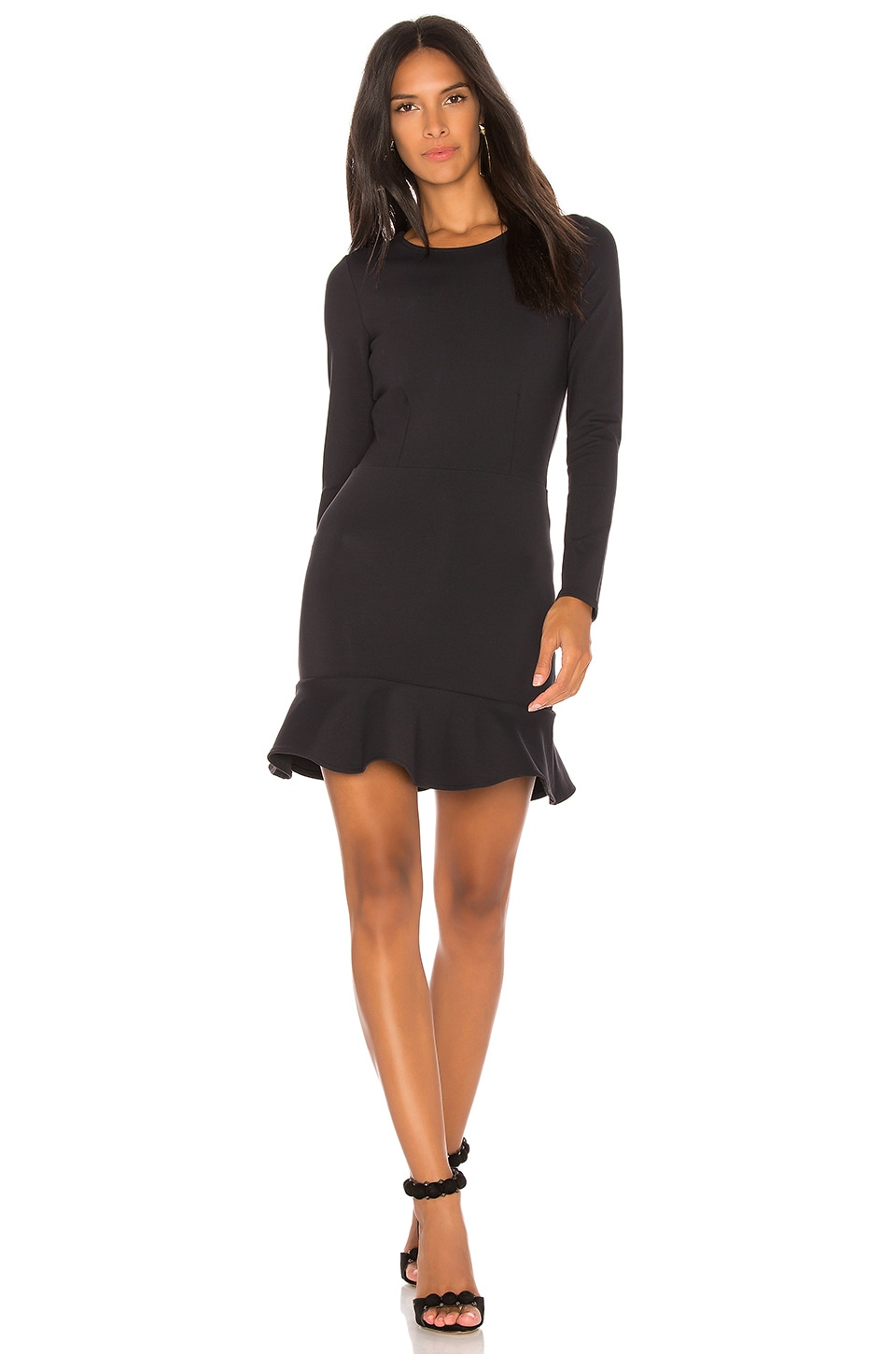 black ruffle dress long sleeve