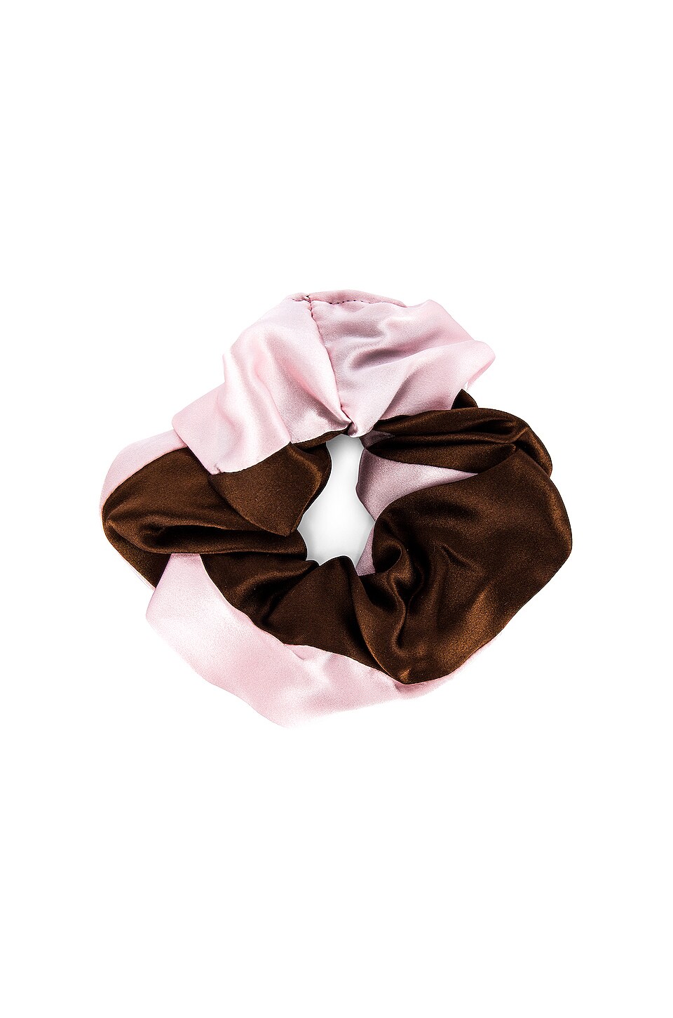 DONNI. 2 Tone Chiquita Scrunchie in Pink & Chocolate