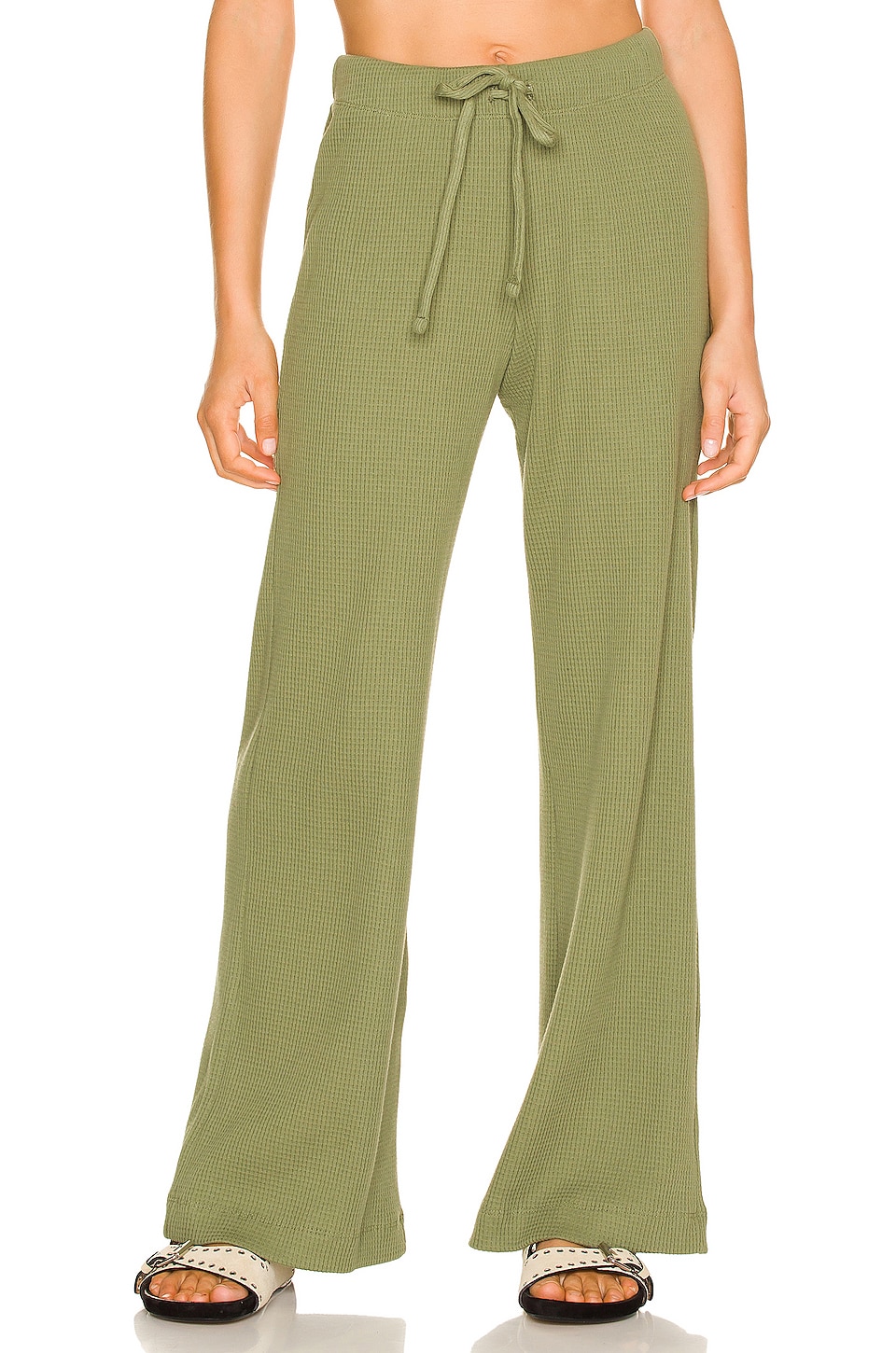 DONNI. Thermal Wide Leg Pant in Sage 