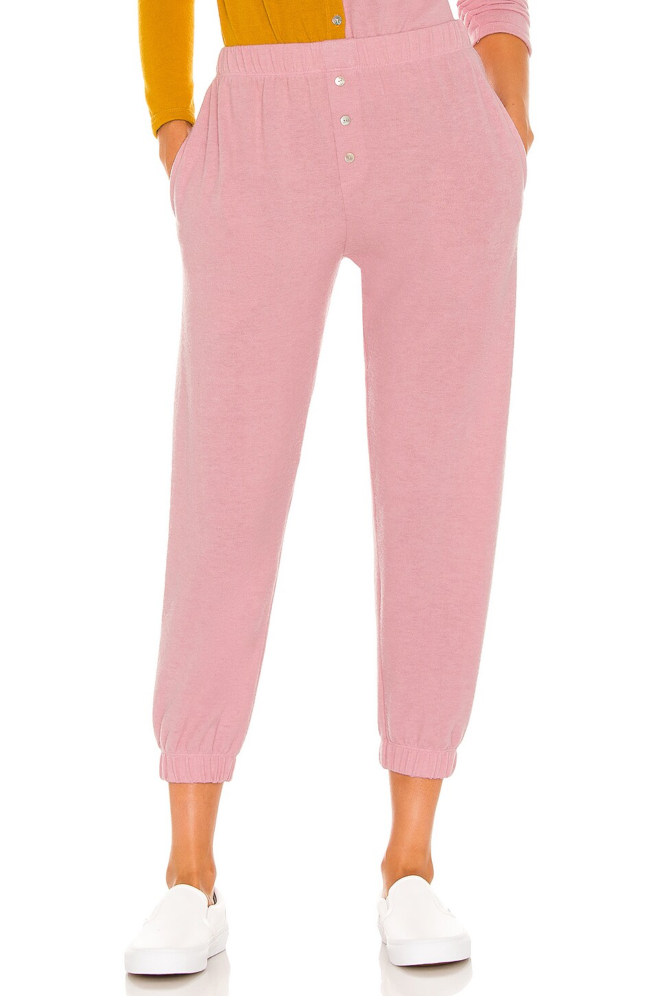 pink sweater and sweatpants