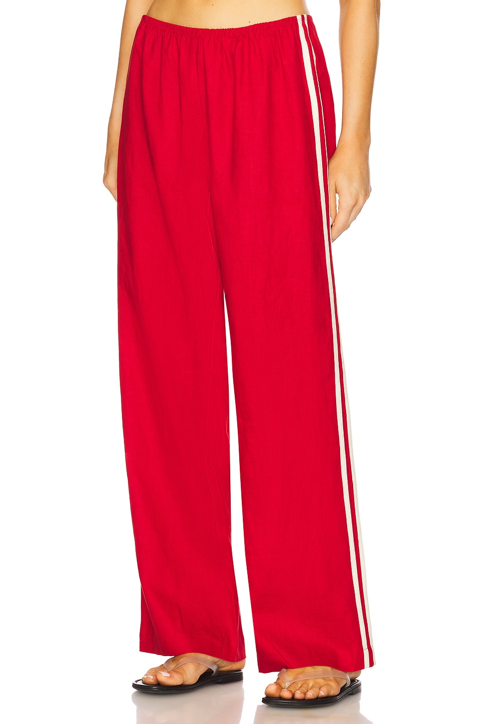 x REVOLVE The Linen Stripe Crop Racer Pant