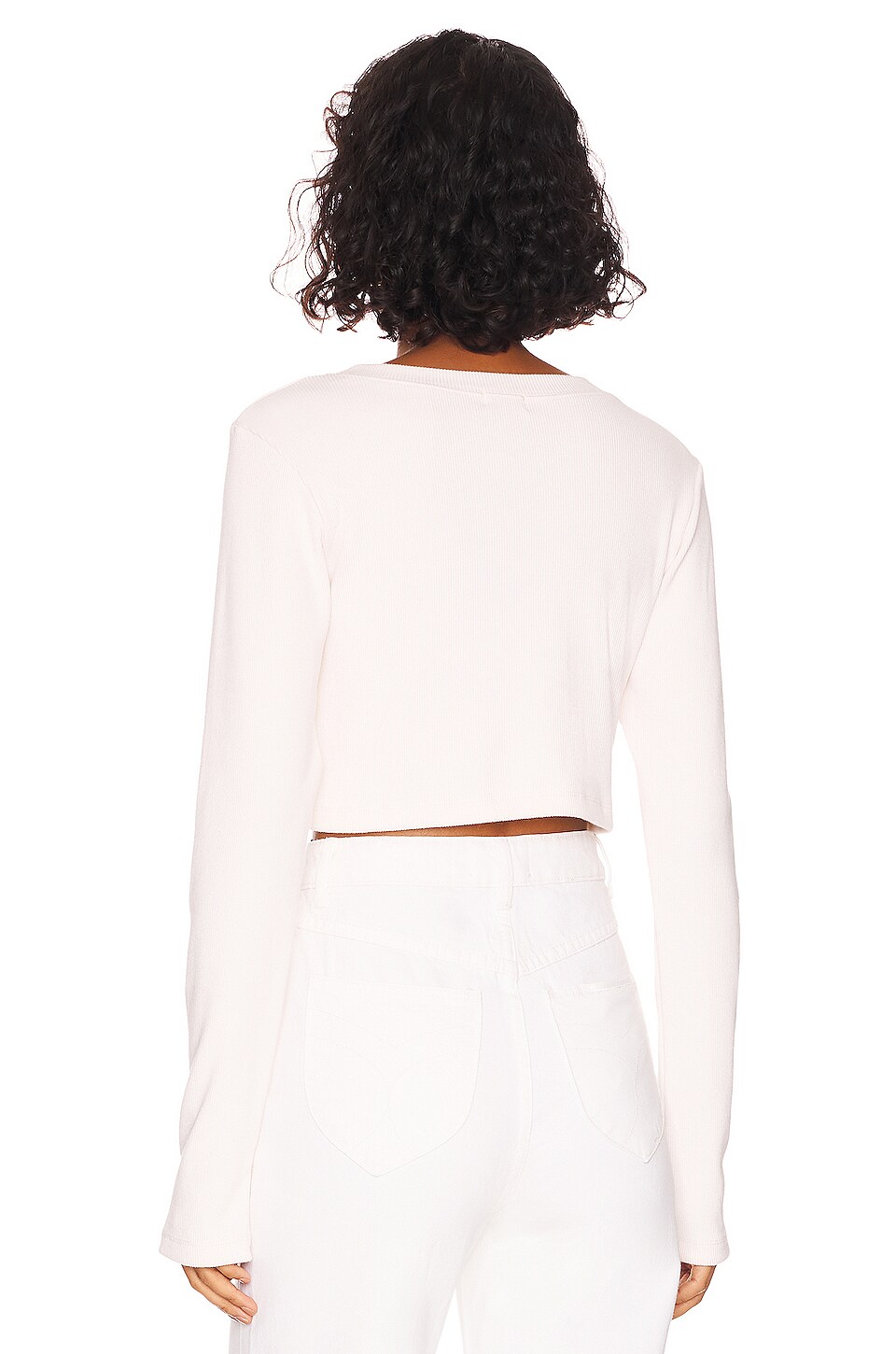 Powder Rib Color DONNI. Rib Crop Long Sleeve in Powder | REVOLVE