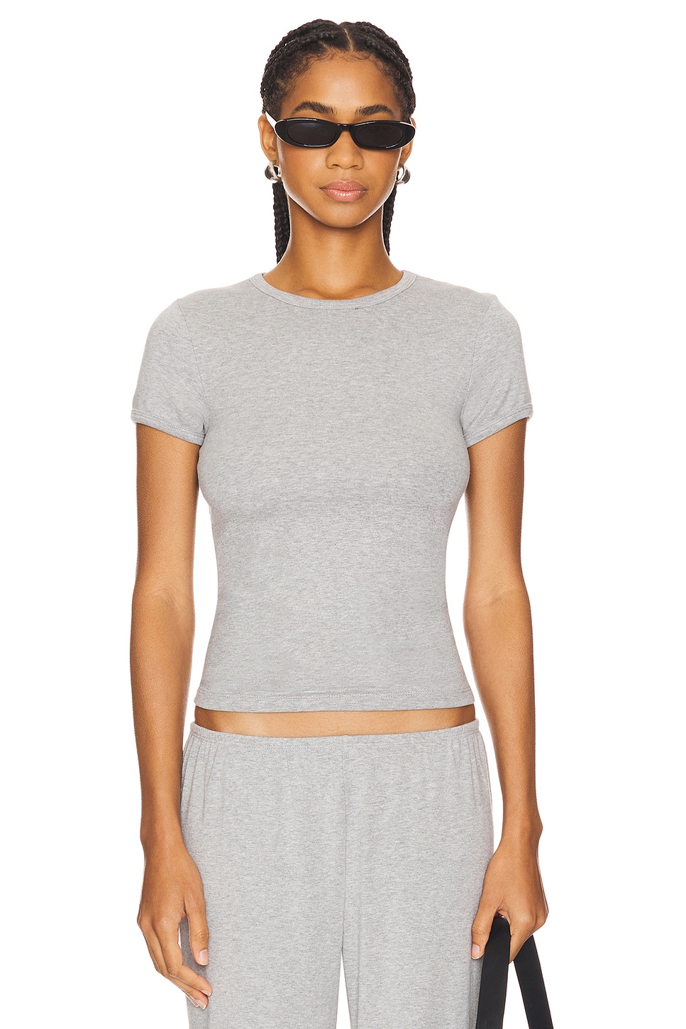 DONNI. Baby Rib Baby Tee in Heather Grey | REVOLVE