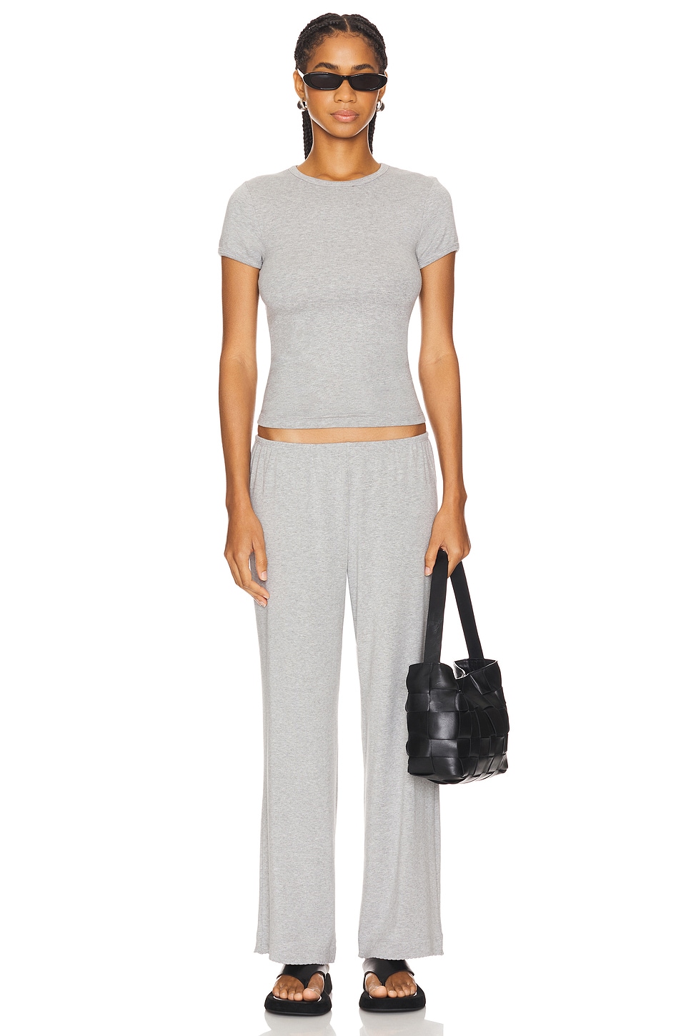 DONNI. Baby Rib Baby Tee in Heather Grey | REVOLVE