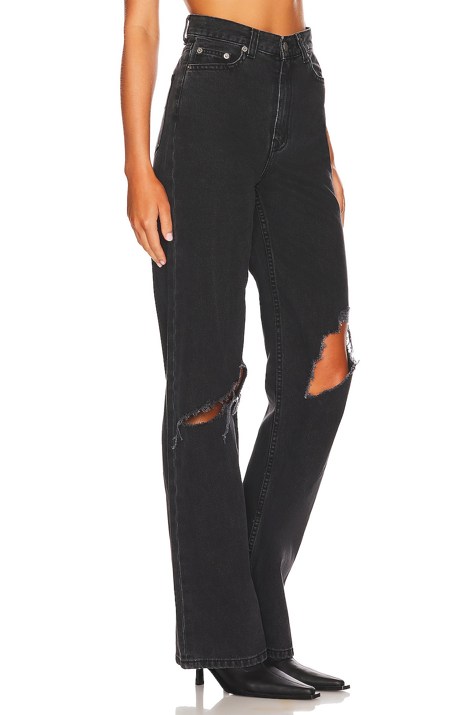 Dr. Denim Echo Straight in Concrete Black Trashed