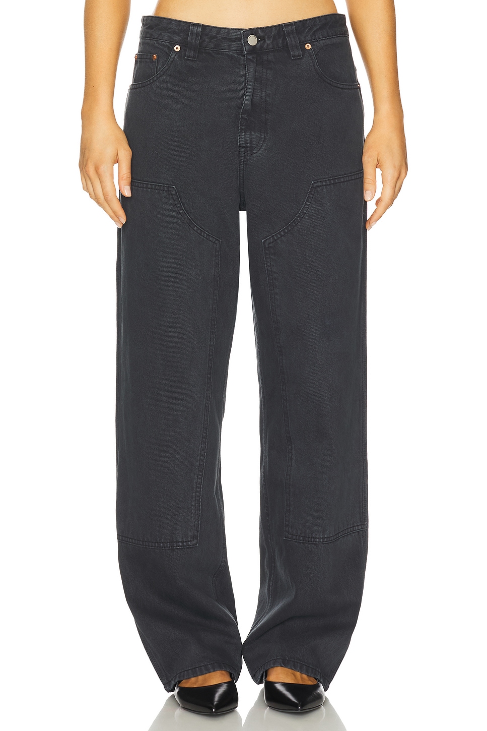 ドクタージェーナ Dr. Denim Jena Double Knee Wide Leg in Dark Grey | REVOLVE