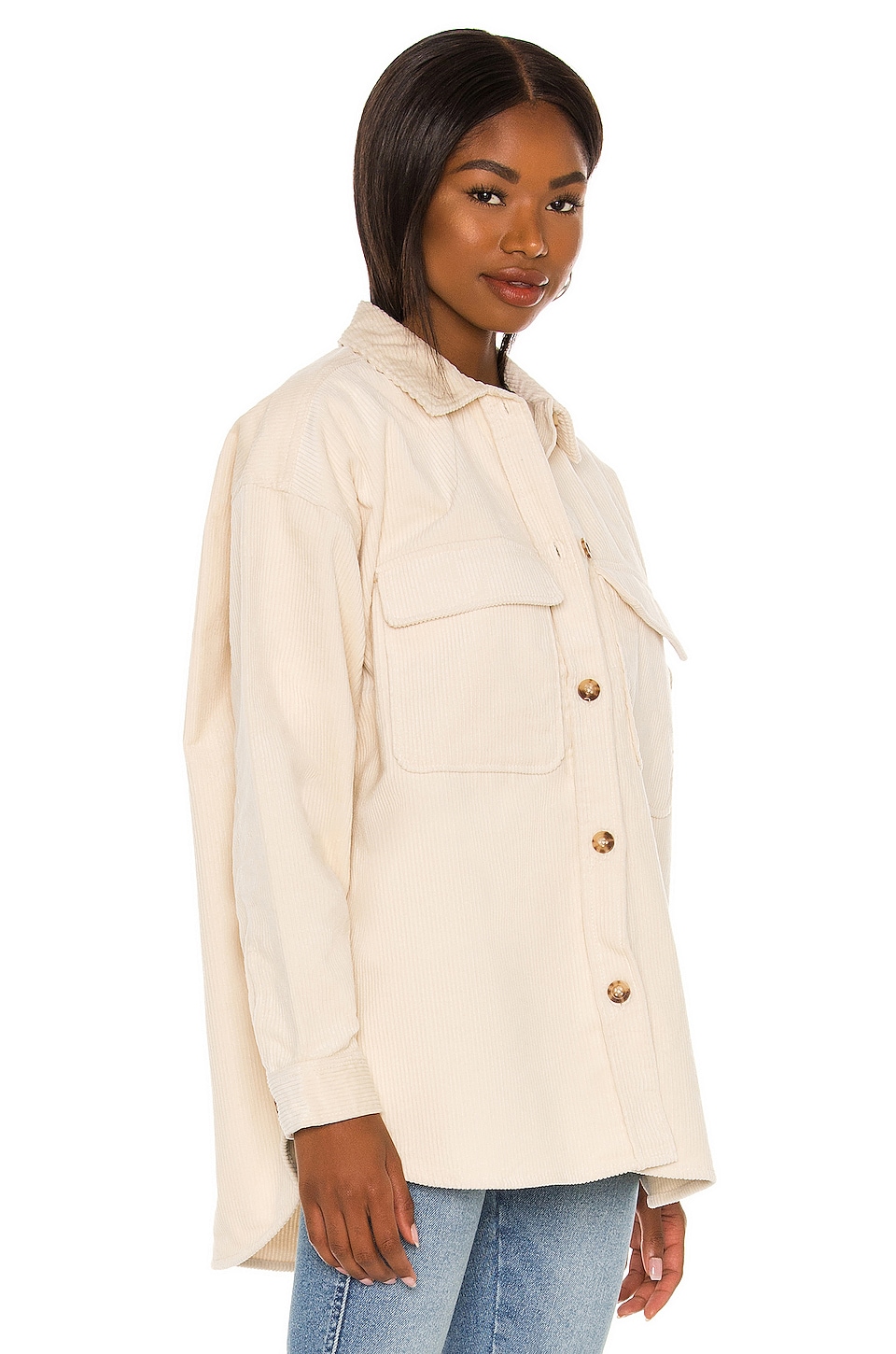 Dr. Denim Mona Cord Overshirt in Off White Cord