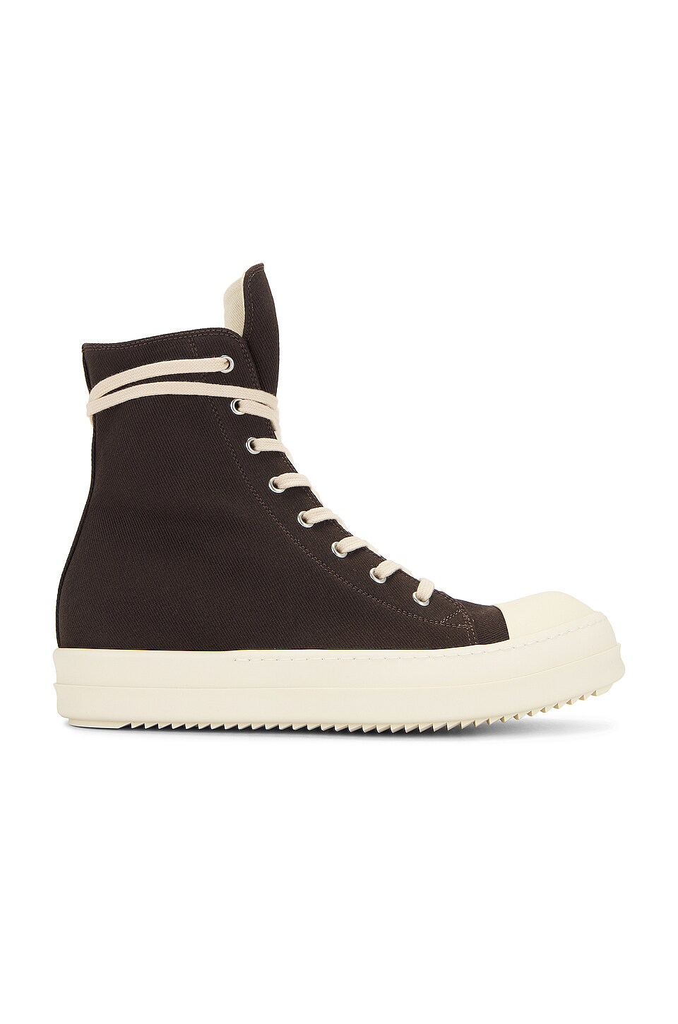 DRKSHDW by Rick Owens Denim High Top Sneaks in Dust & Milk